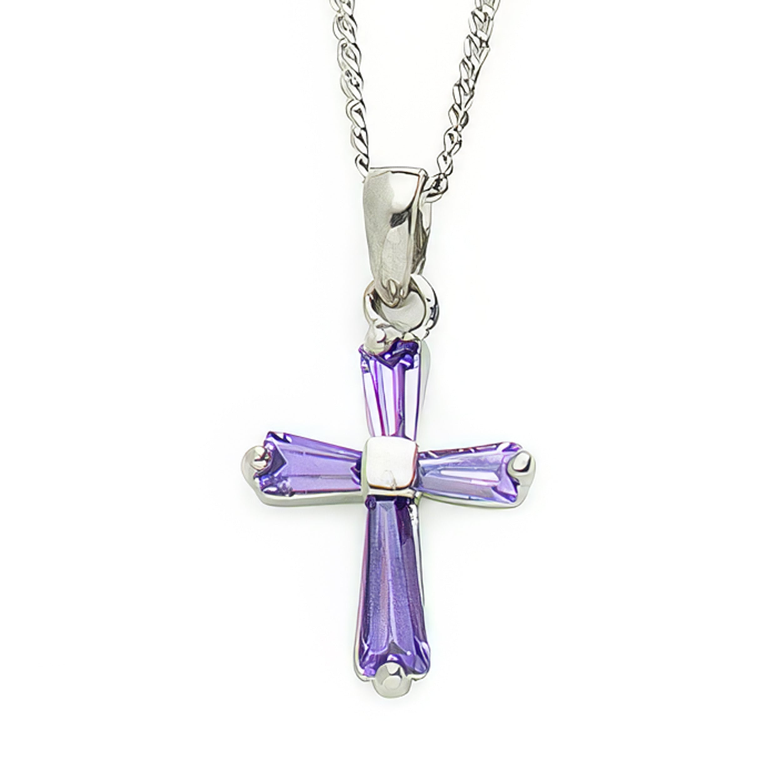 Birthstone Cross Necklace with Crystal Inlay