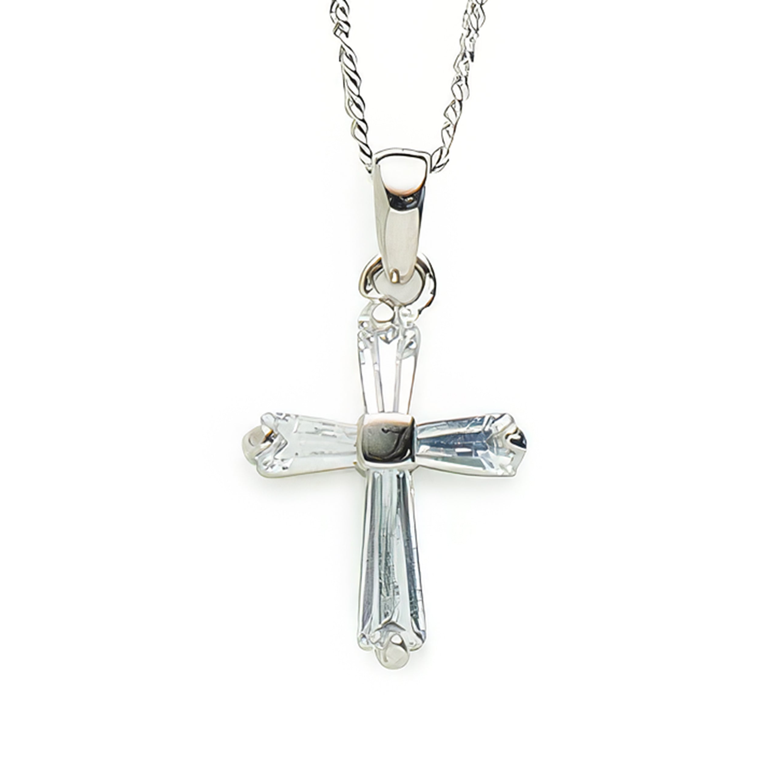Birthstone Cross Necklace with Crystal Inlay