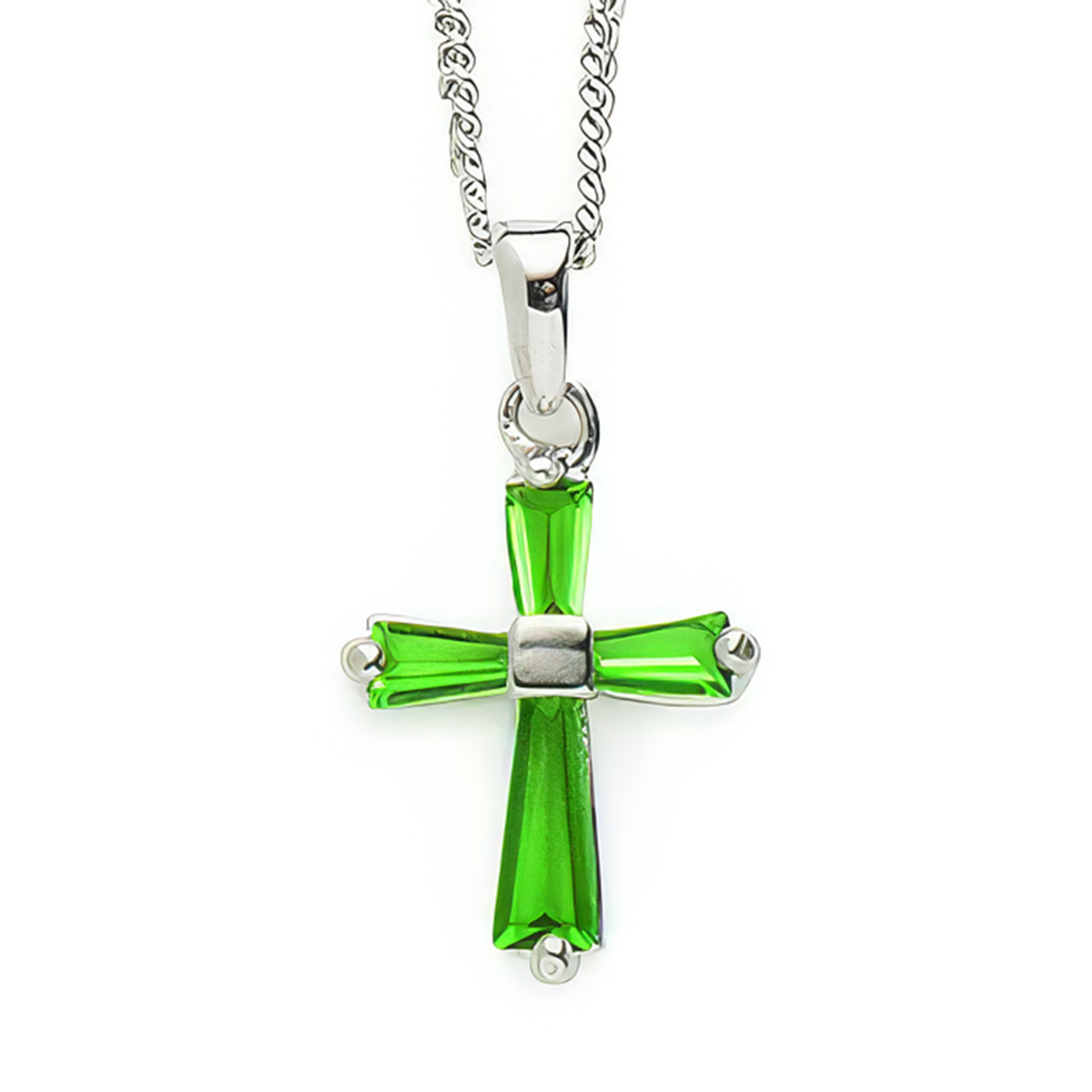 Birthstone Cross Necklace with Crystal Inlay