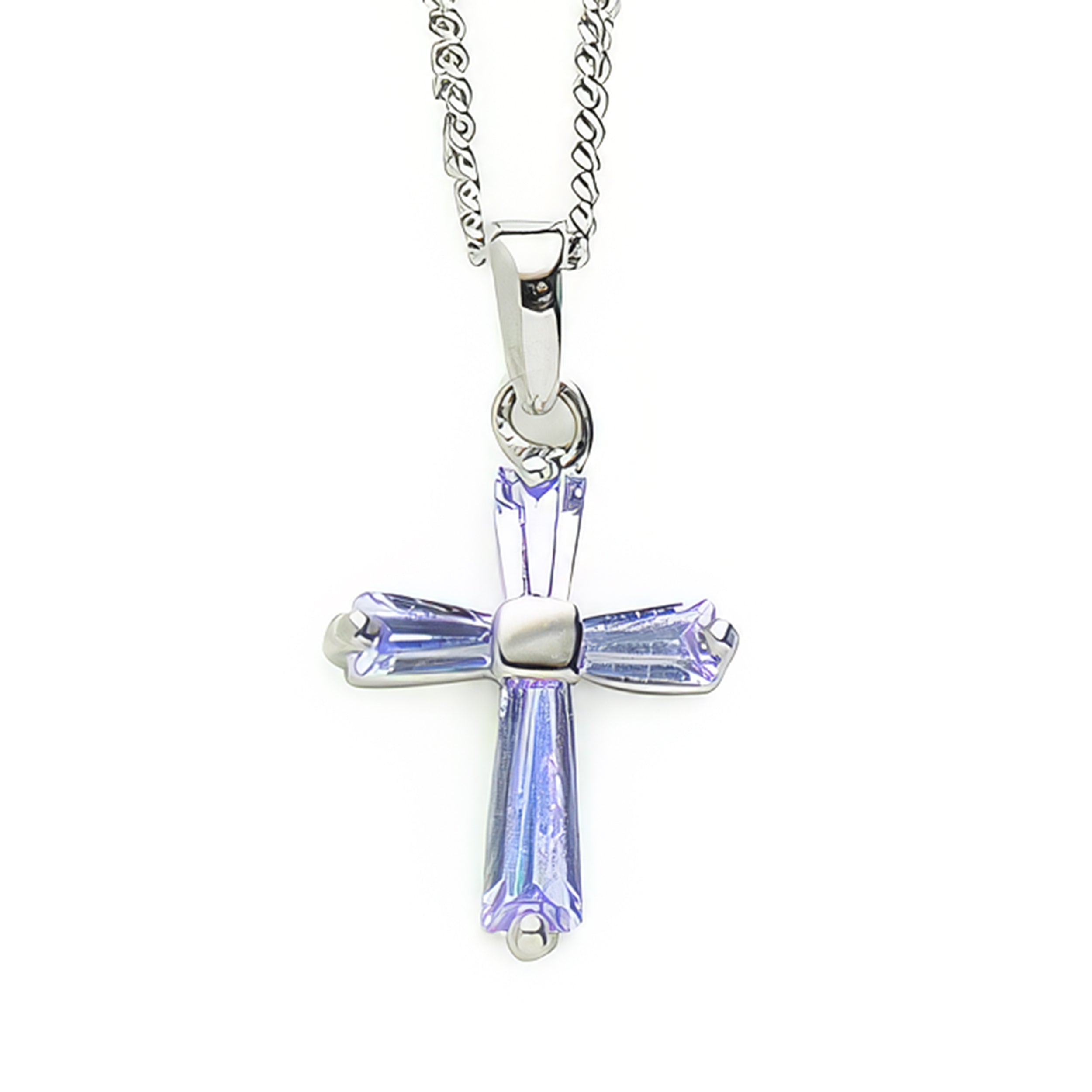 Birthstone Cross Necklace with Crystal Inlay