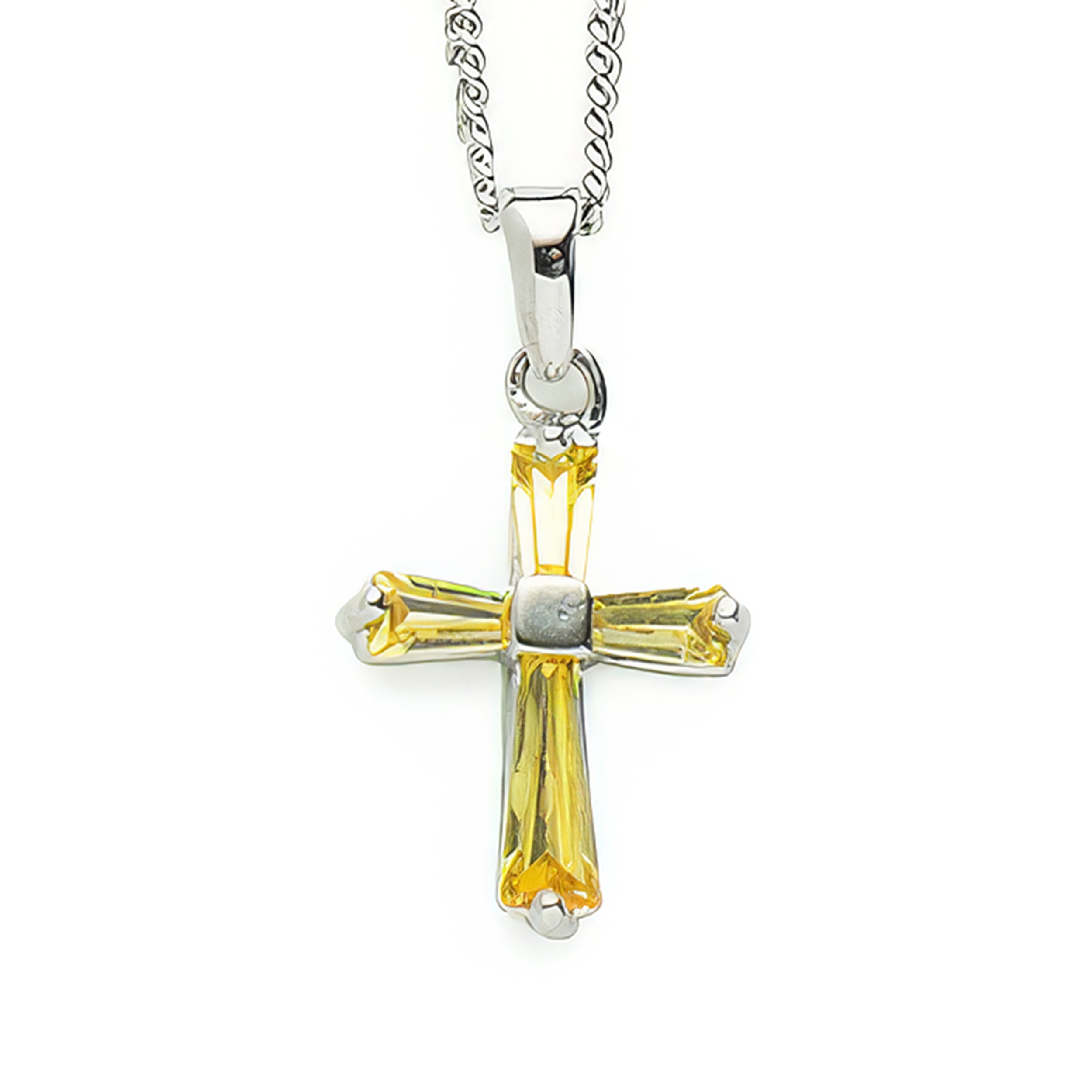Birthstone Cross Necklace with Crystal Inlay