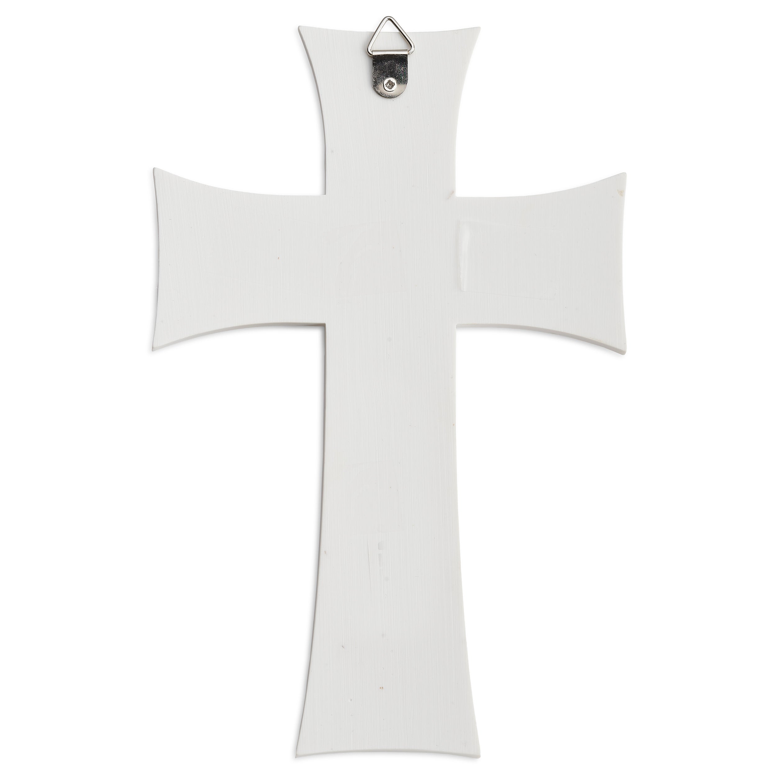 Wedding Wall Cross with Interlocking Rings & Love Never Fails Inscription