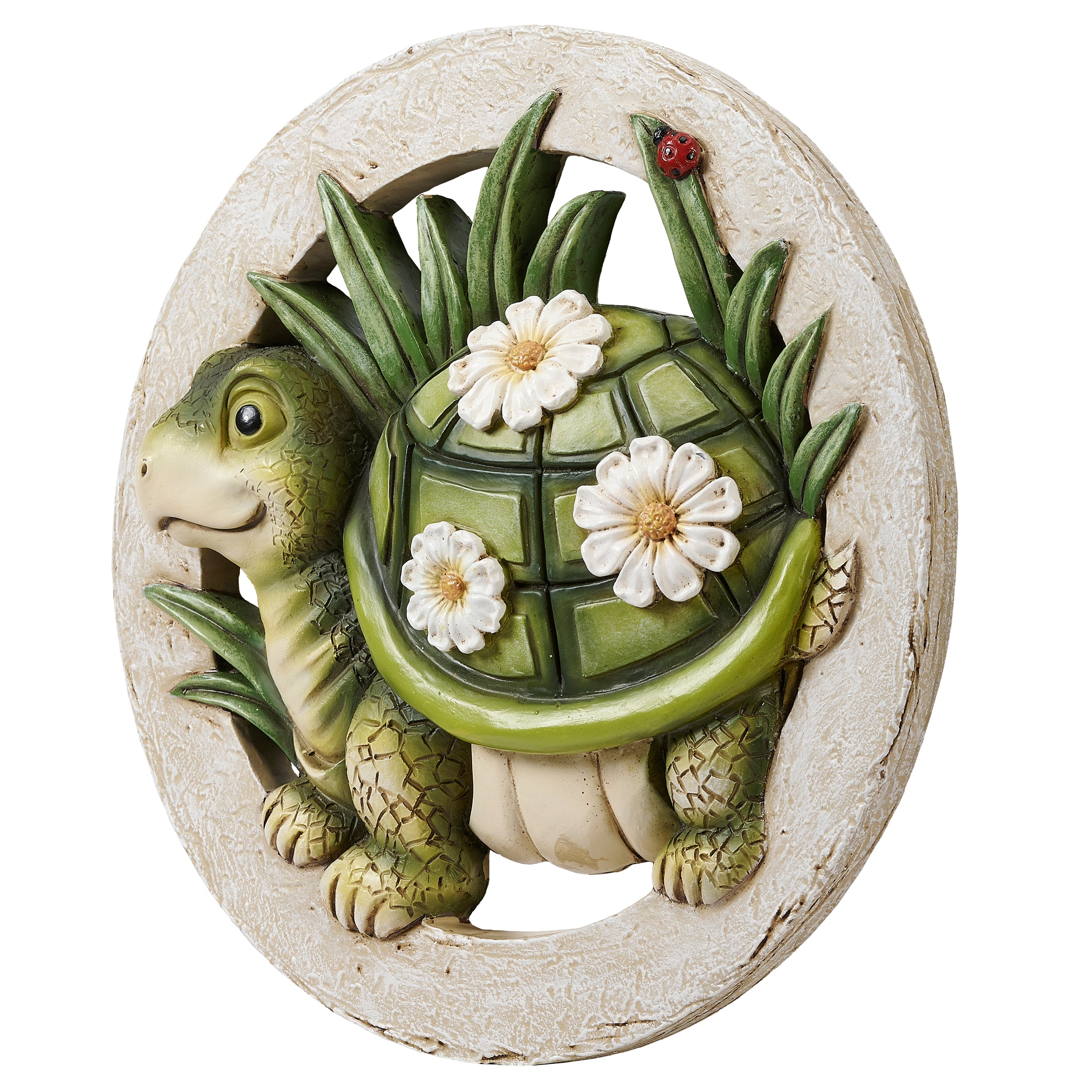 Turtle with Daisies Garden Stone