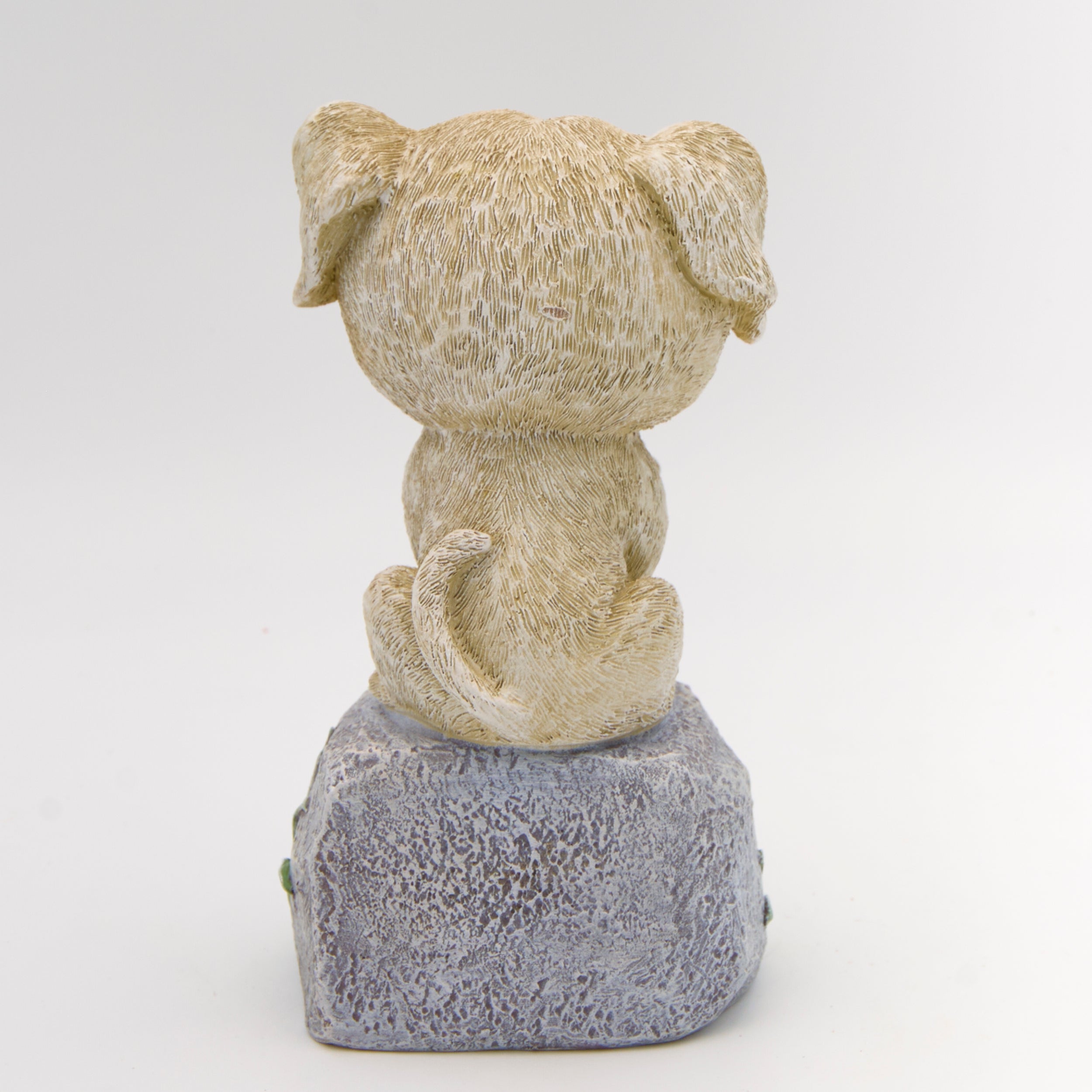 Dog on Stone Garden Statue with Floral Base