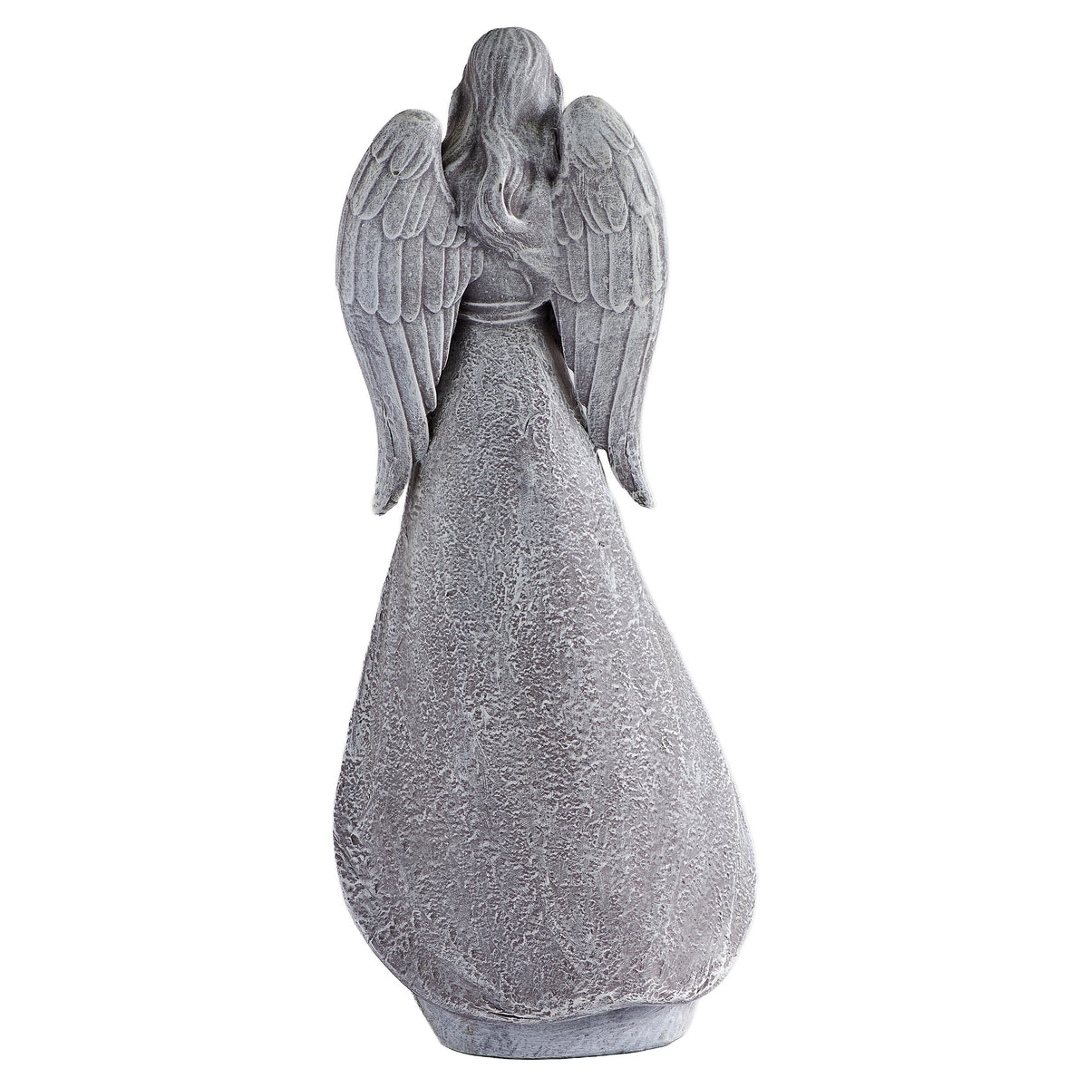 Back view of Hummingbird Angel Garden Statue showing sculpted angel wings