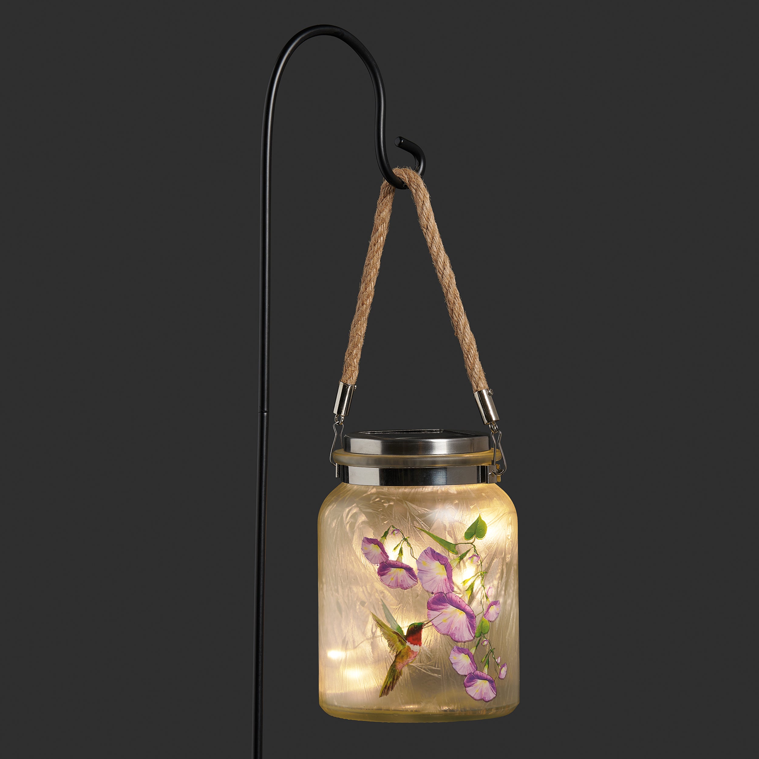 Solar-Powered Nature Jar Garden Light with Stake