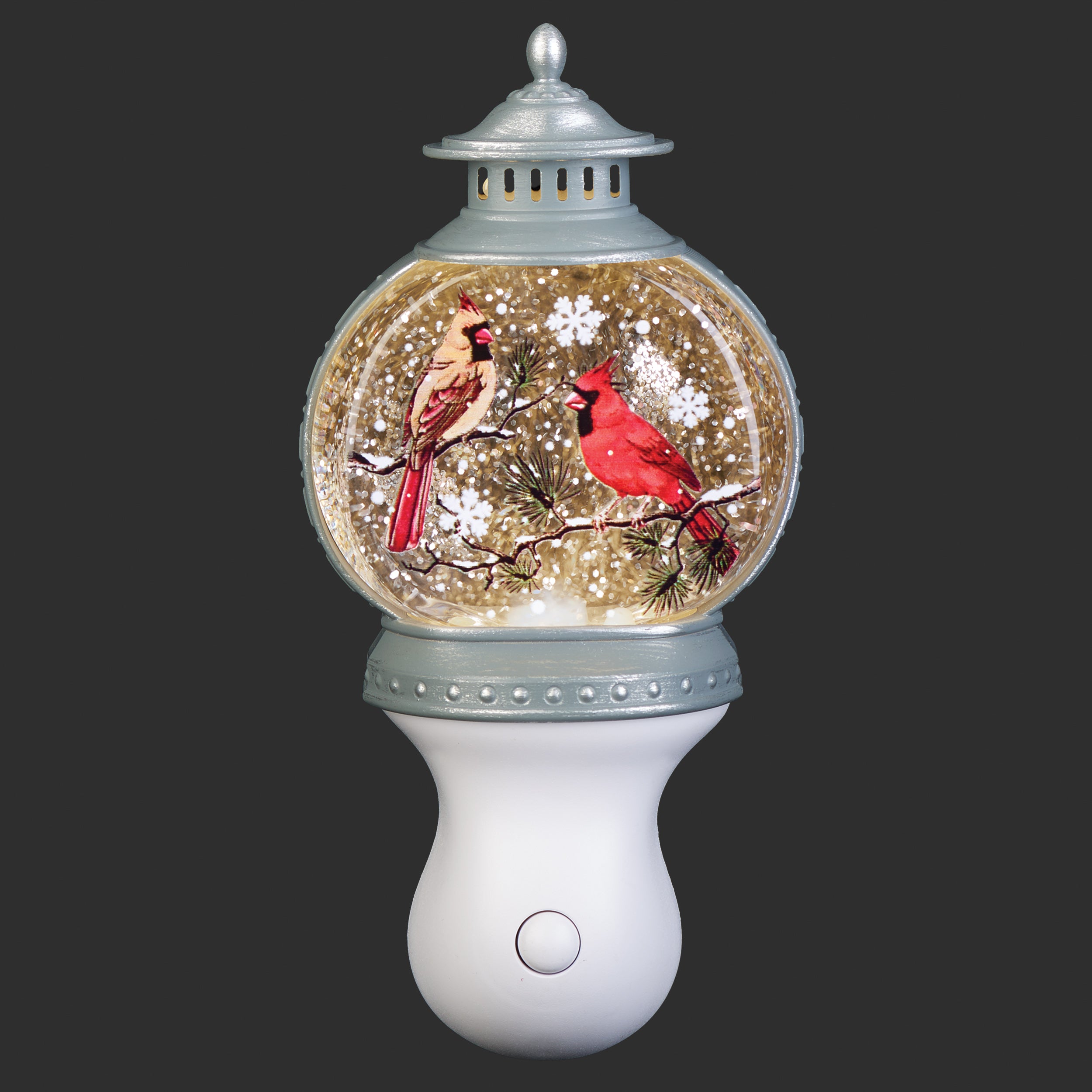 Roman Lights Cardinal in a Winter Scene Swirl waterglobe Night-Light