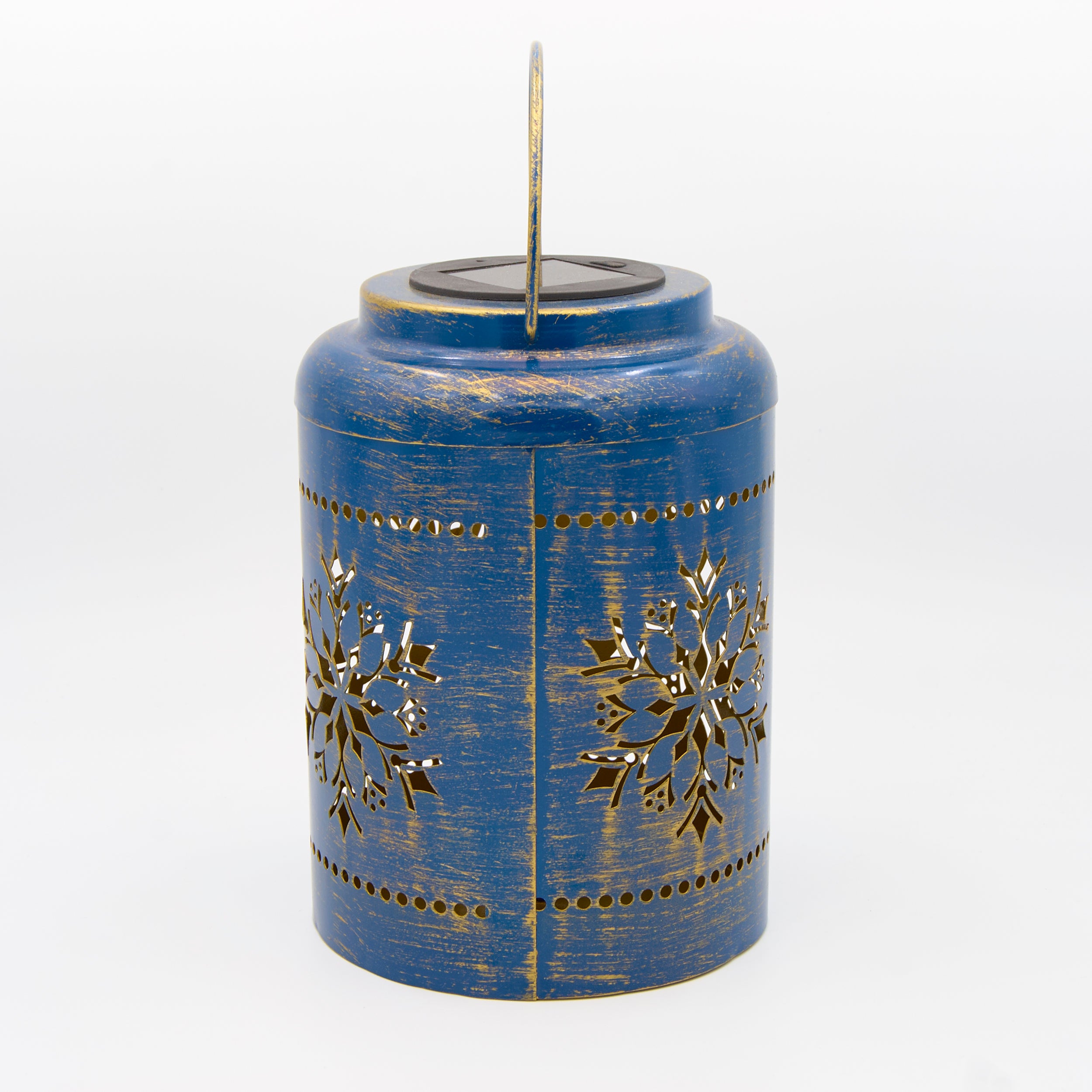Roman Lights Blue Solar Projecting Snowflake Lantern