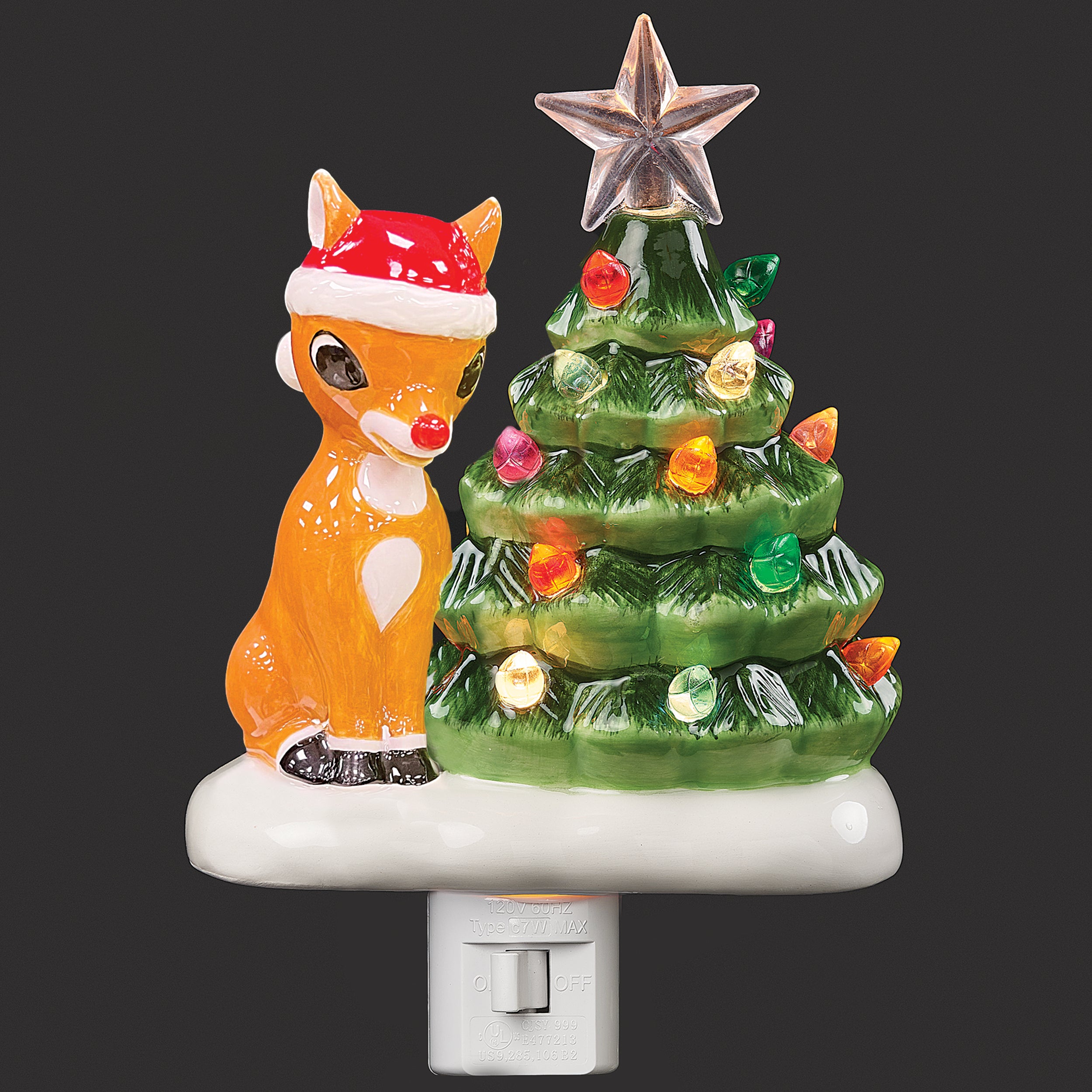 Rudolph with Vintage Christmas Tree Night-Light