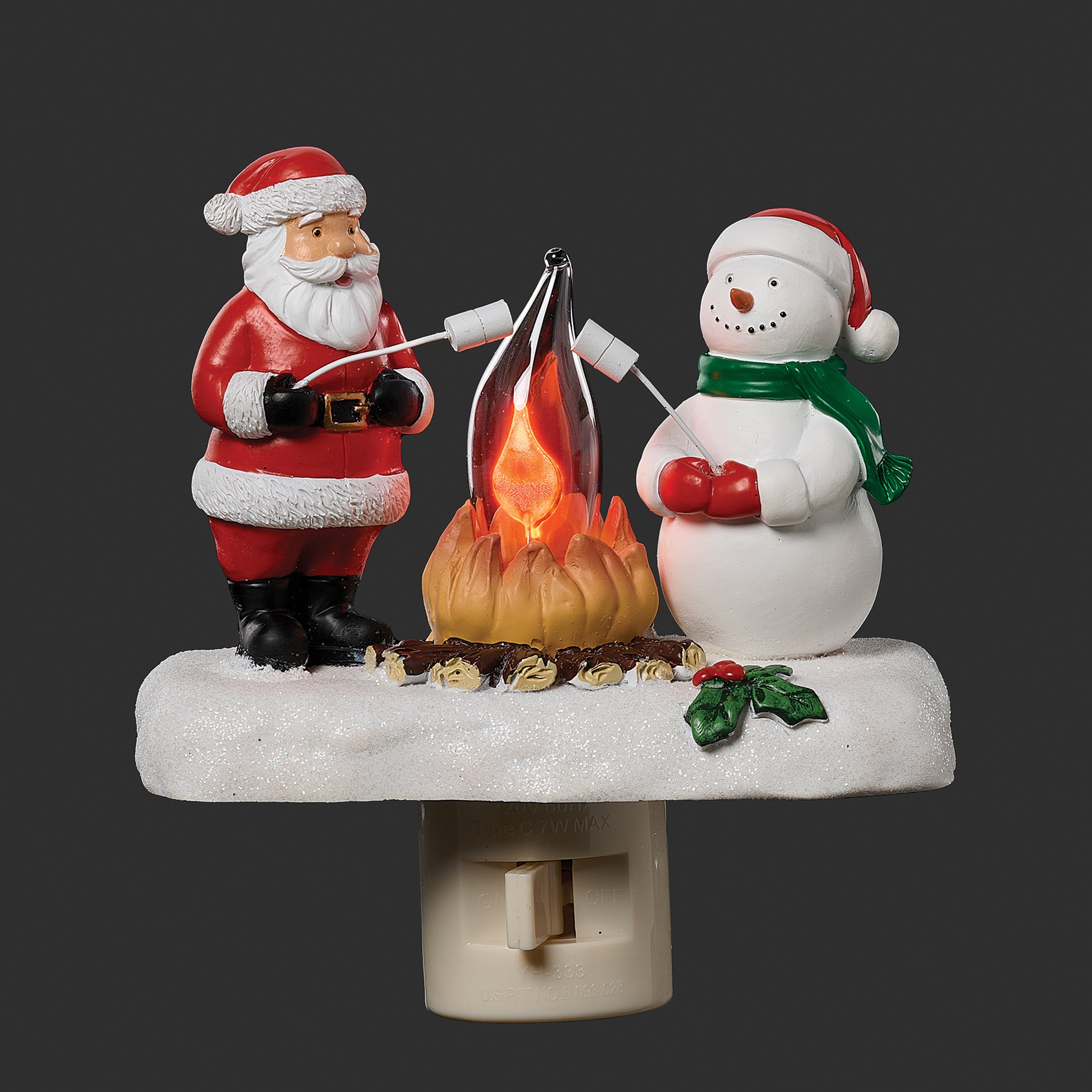 Roman Lights Santa & Snowman by Flickering Campfire Night-Light