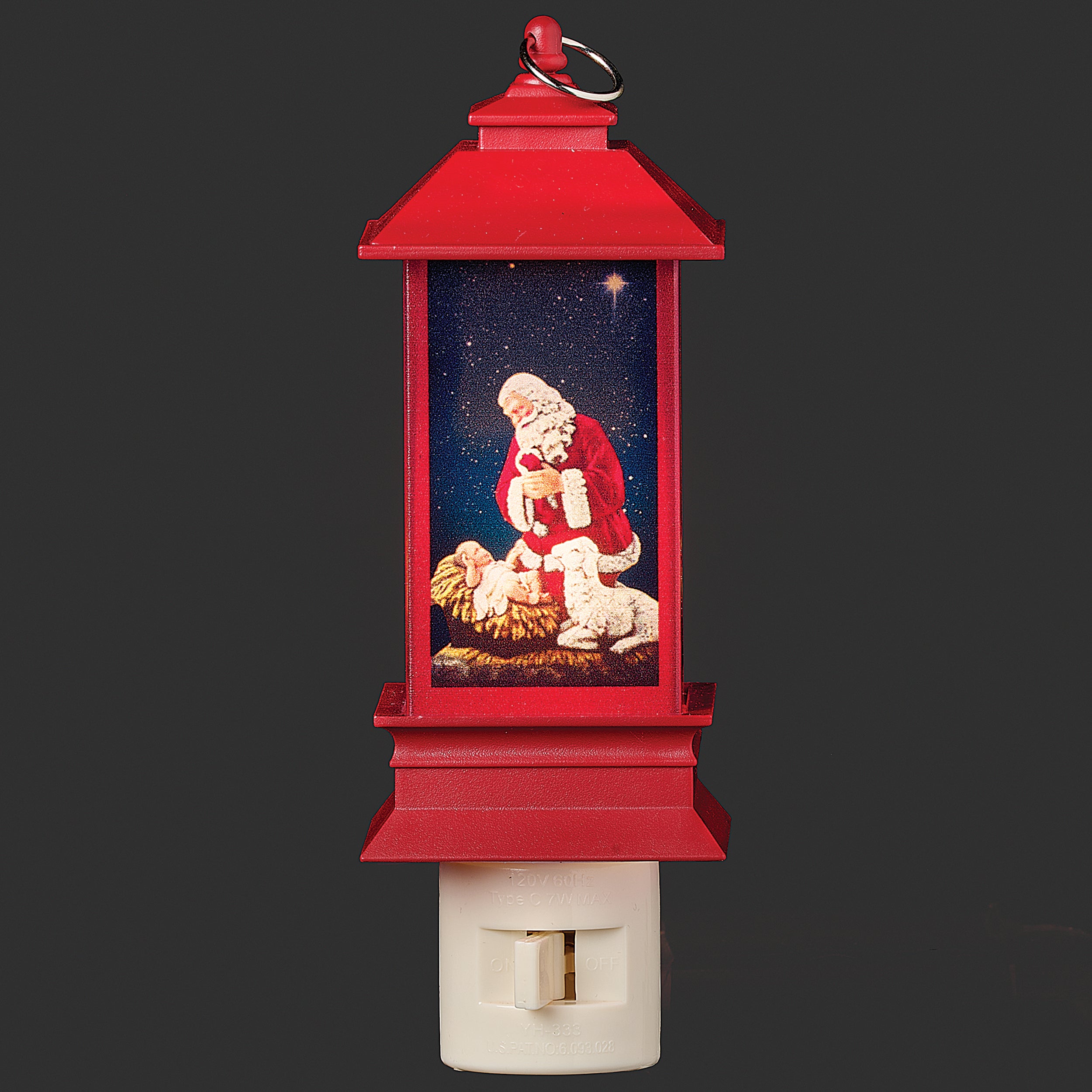 Roman Lights Kneeling Santa Red Lantern Night-Light