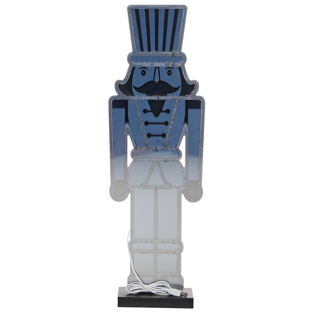 Patriotic Nutcracker Eternity Light with illuminated red white and blue design, back view
