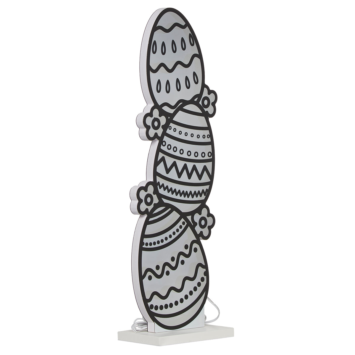 Easter Egg Tower seasonal table decoration with stacked patterned eggs, opposite side view