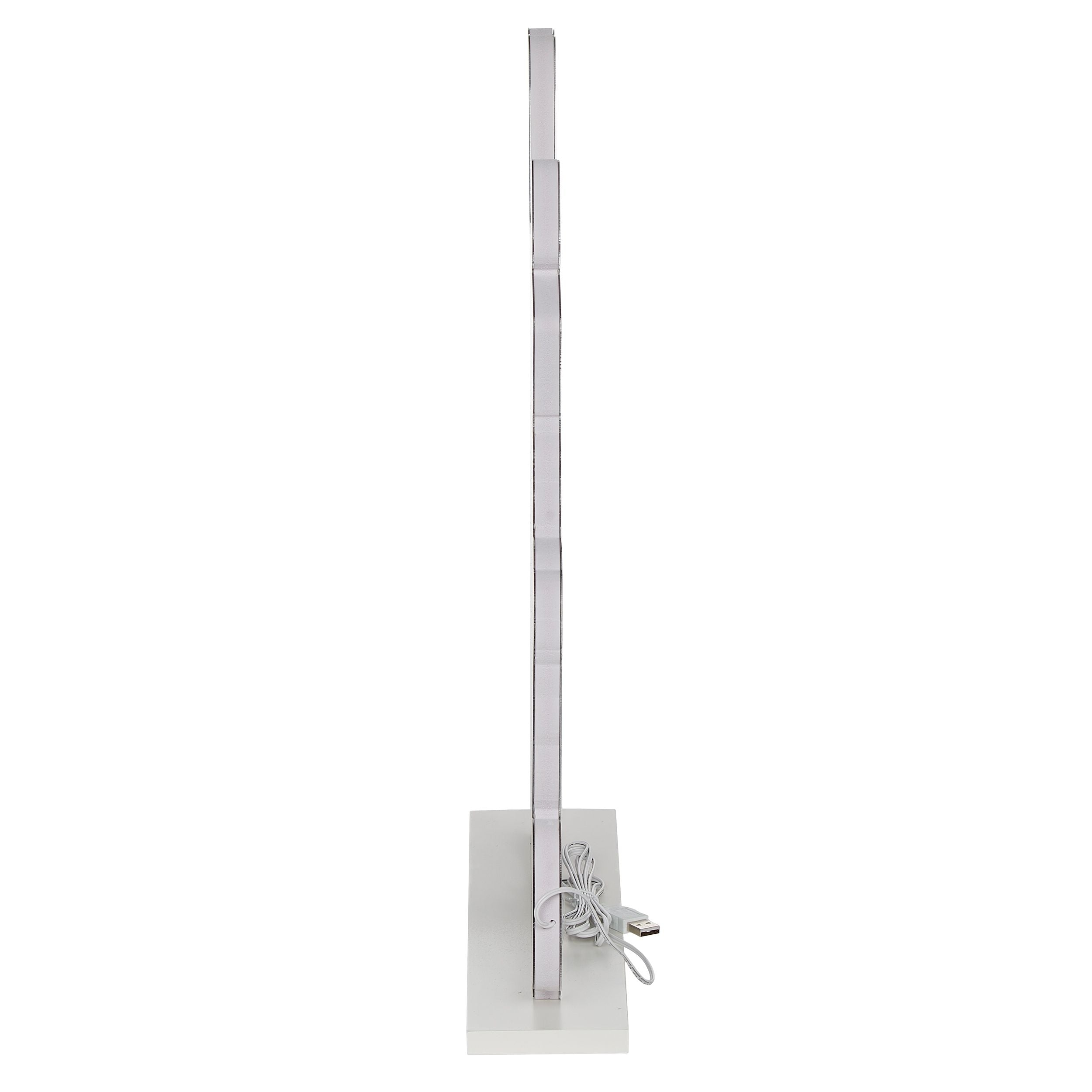 White floor lamp with a rectangular shade on a white background