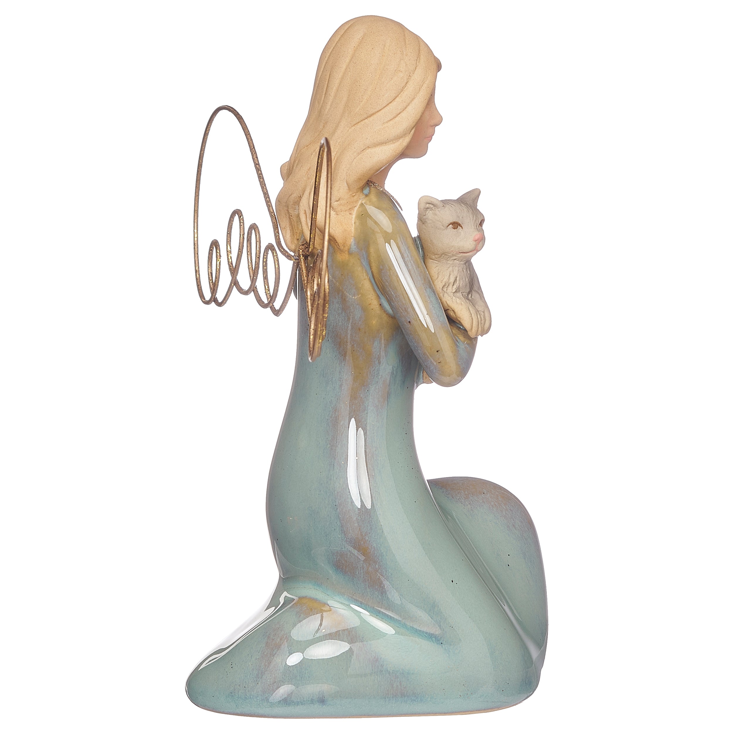 Angel Holding Cat Figure