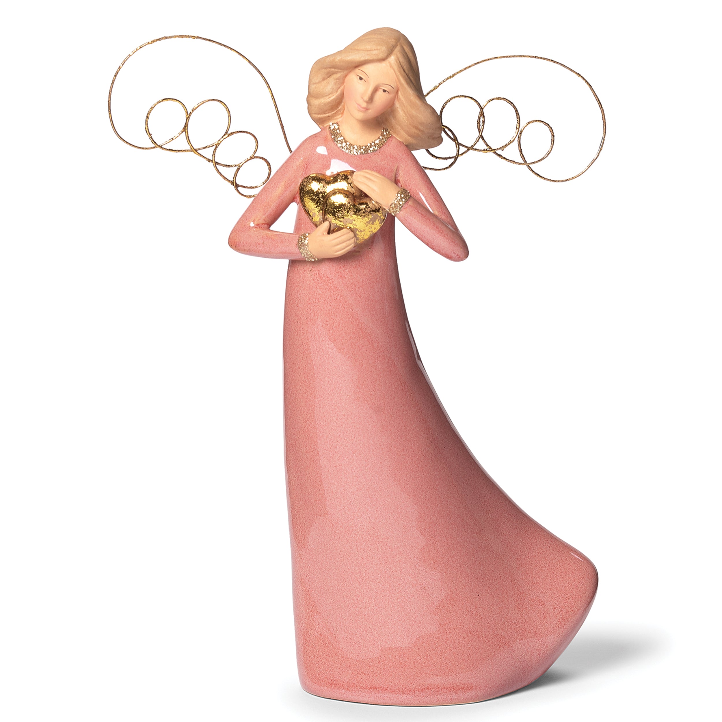 Angel Holding Gold Heart Figure