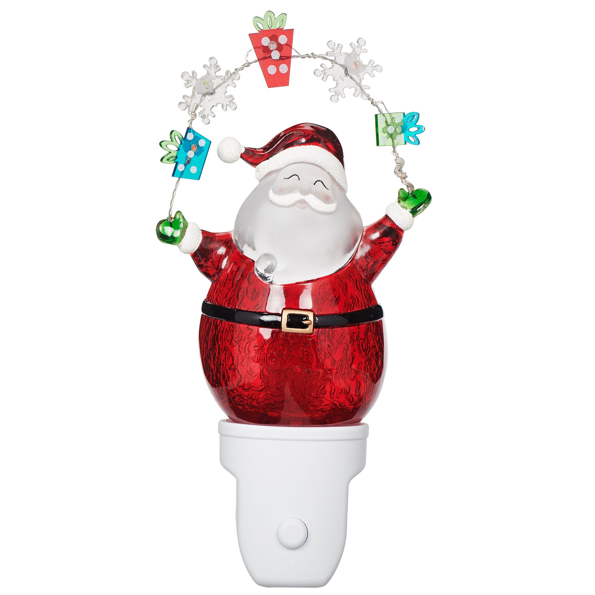 Decorative night light shaped like a Santa Claus figure with a white background