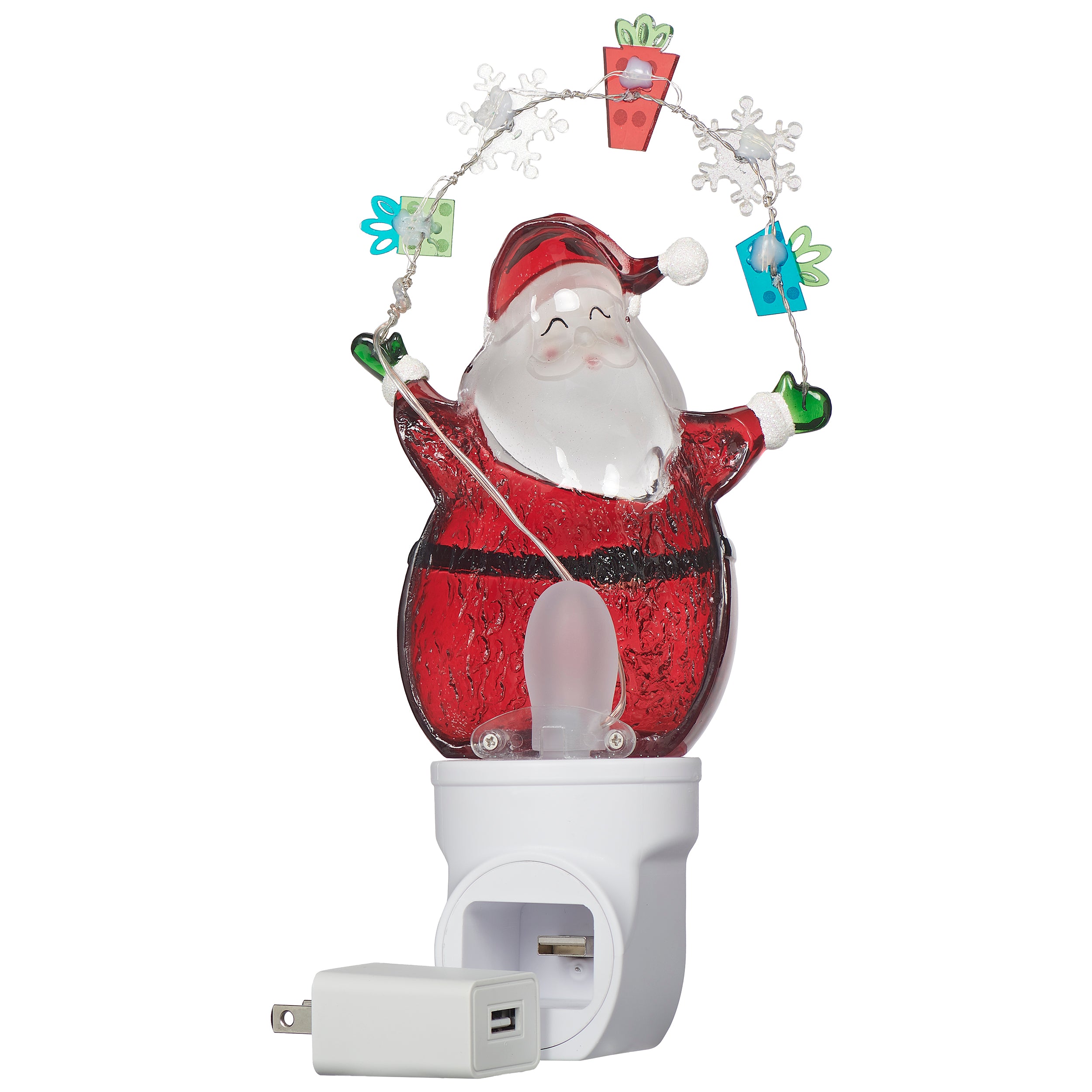 Decorative night light featuring a Santa Claus design on a white background