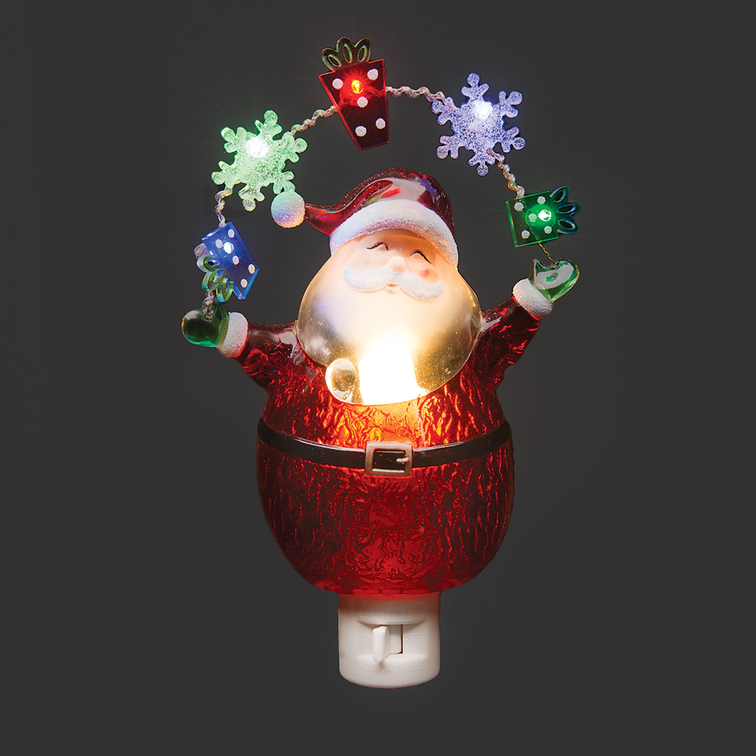 Roman Lights Santa with Snowflake & Present Garland Night-Light