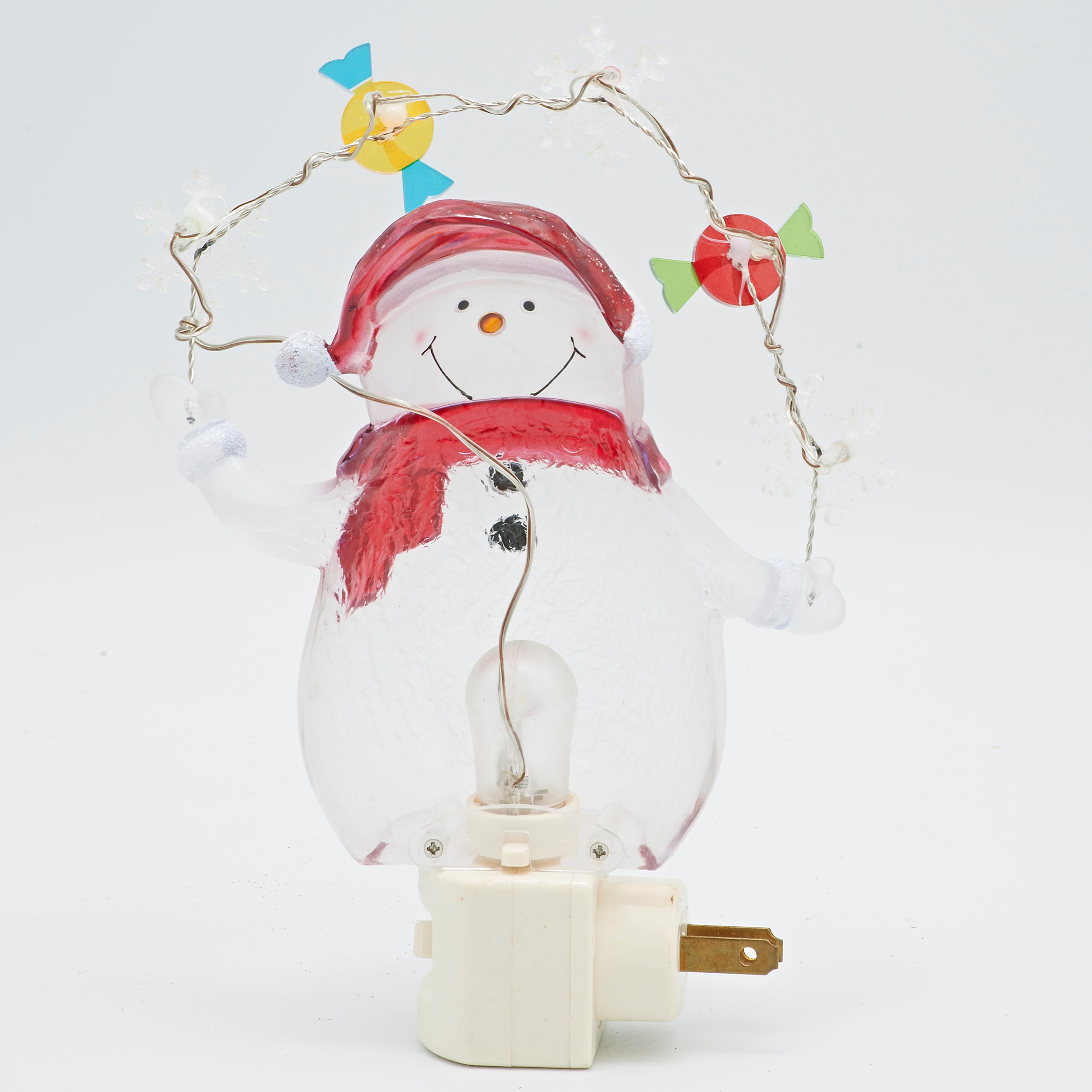 Roman Lights Snowman with Candy & Snowflake Garland Night-Light