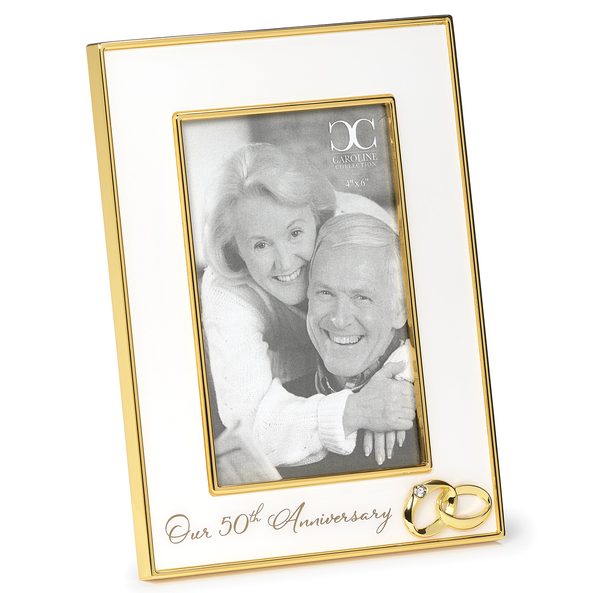 Caroline Collection 50th Anniversary Frame with White & Gold Rings