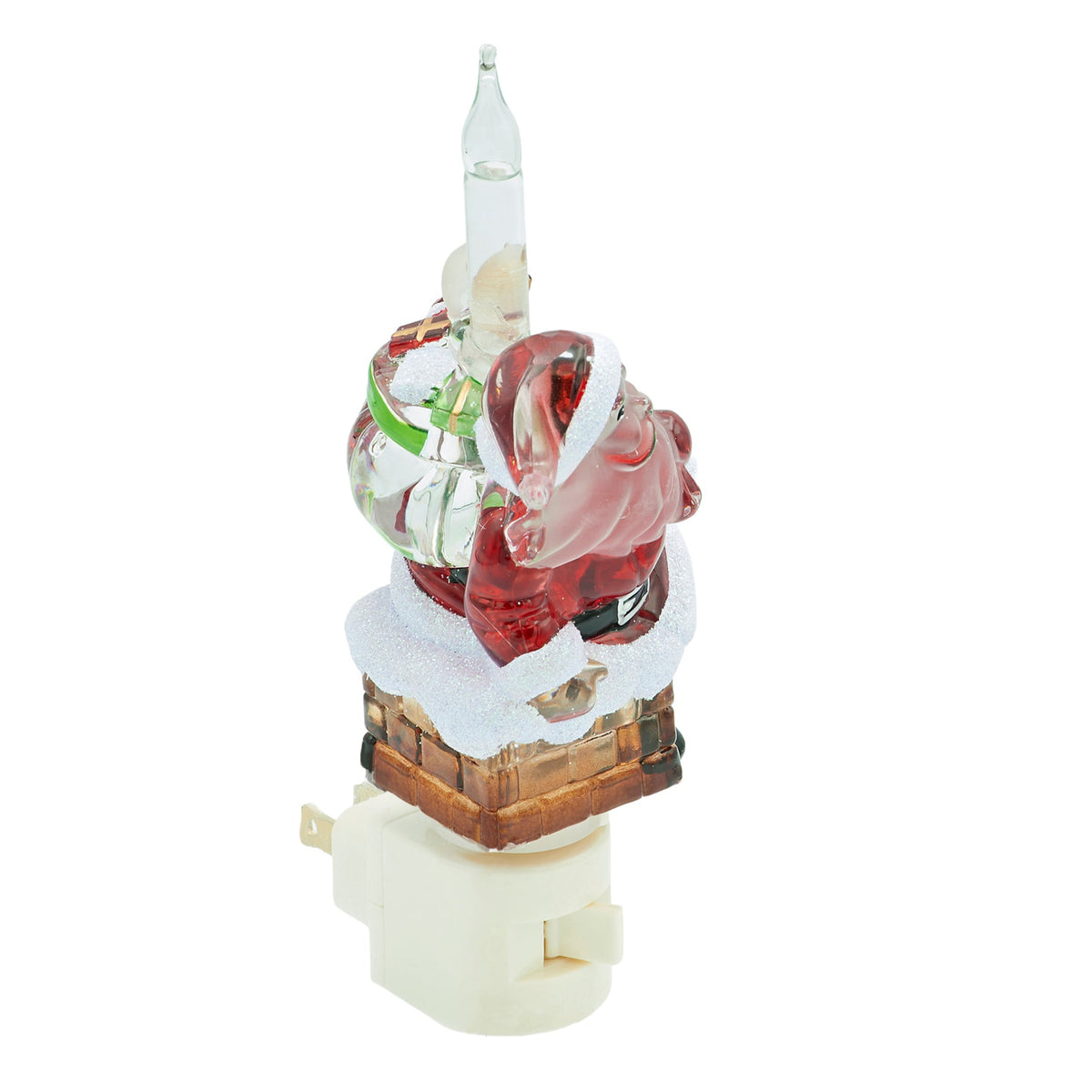 Front angled view of Santa in Chimney Bubble Night-Light showing the Santa figure, chimney details, bubble tube, and plug-in base