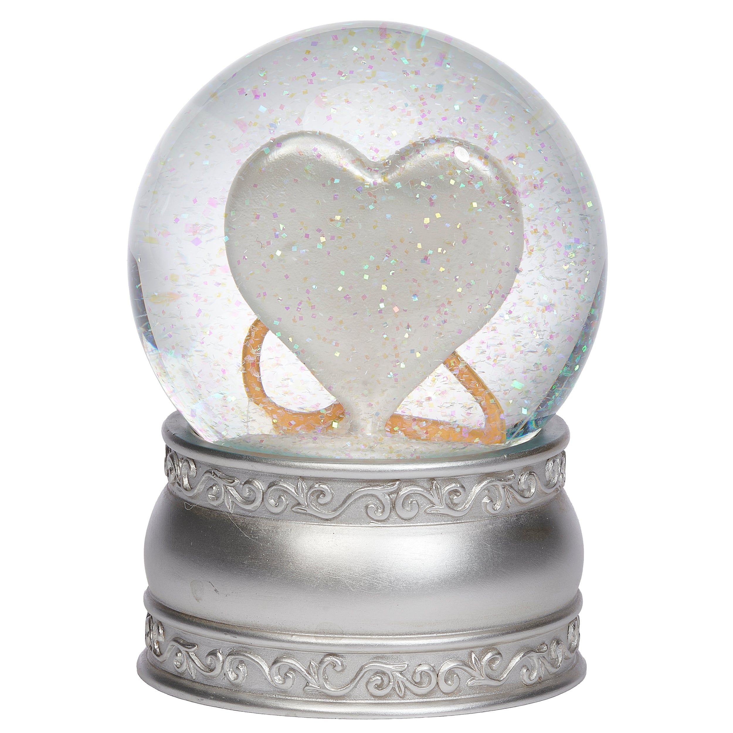 Glitterdome 25th Anniversary Lighted Silver Heart