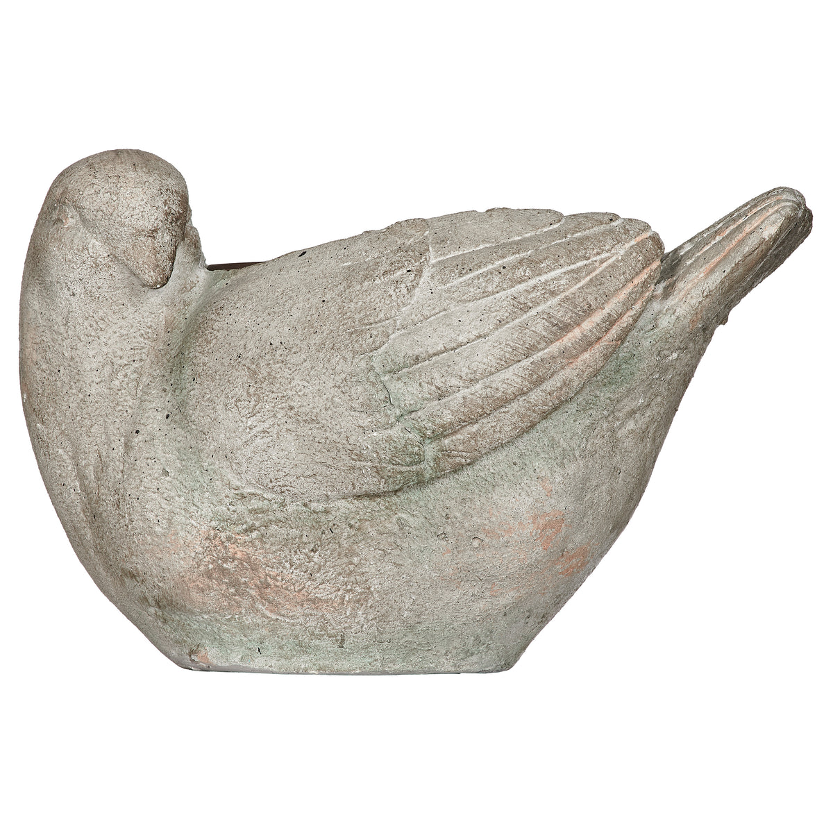 Side view of Bird Planter showing the sculpted wings, bird profile, and open planter cavity