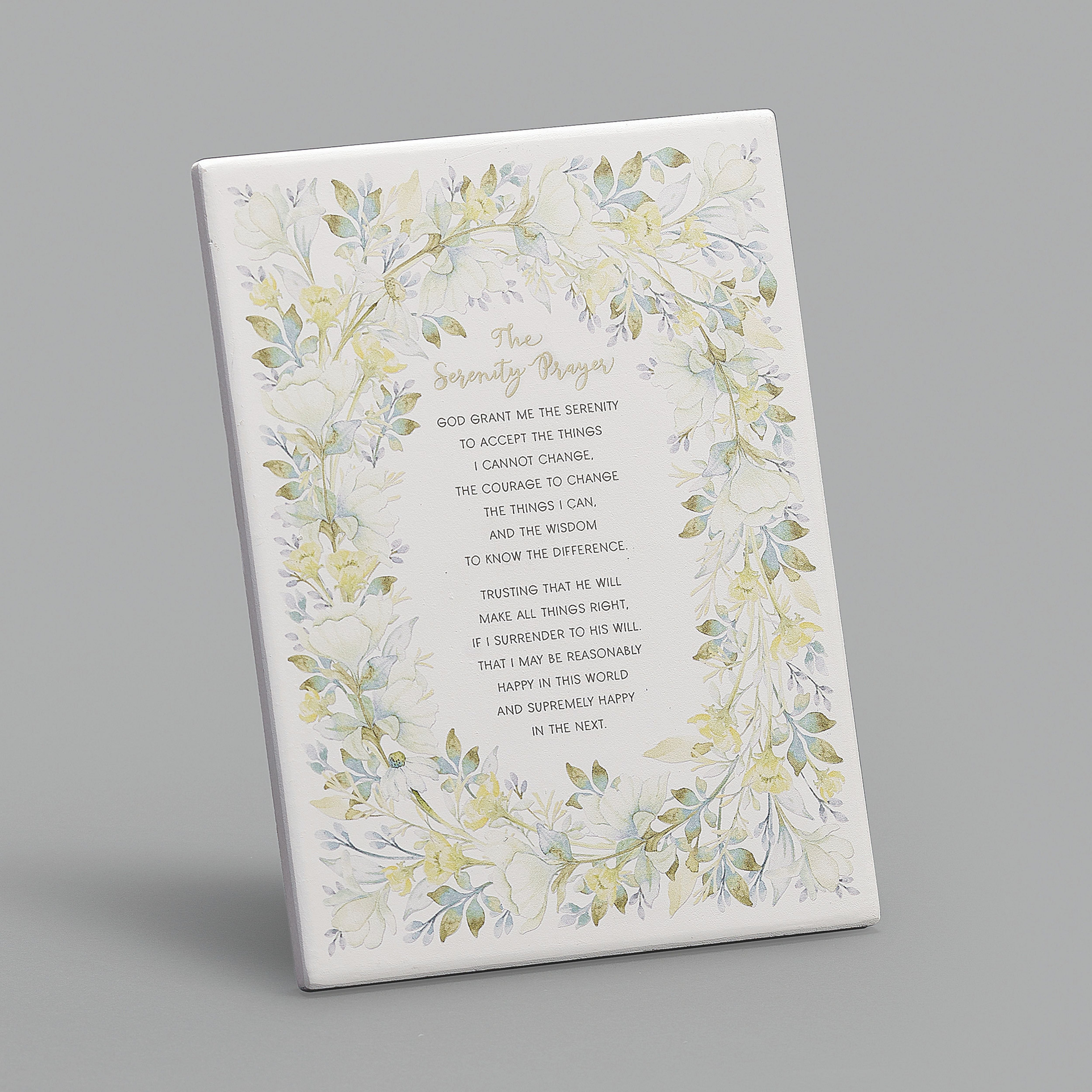 Floral design with text on a gray background