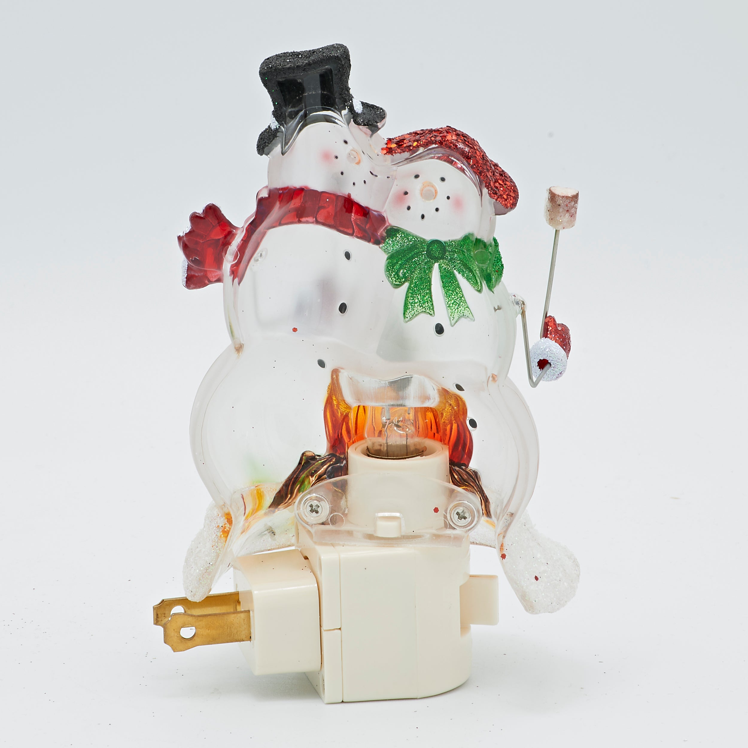 Roman Lights Snowman Couple with Flickering Flame Campfire Night-Light