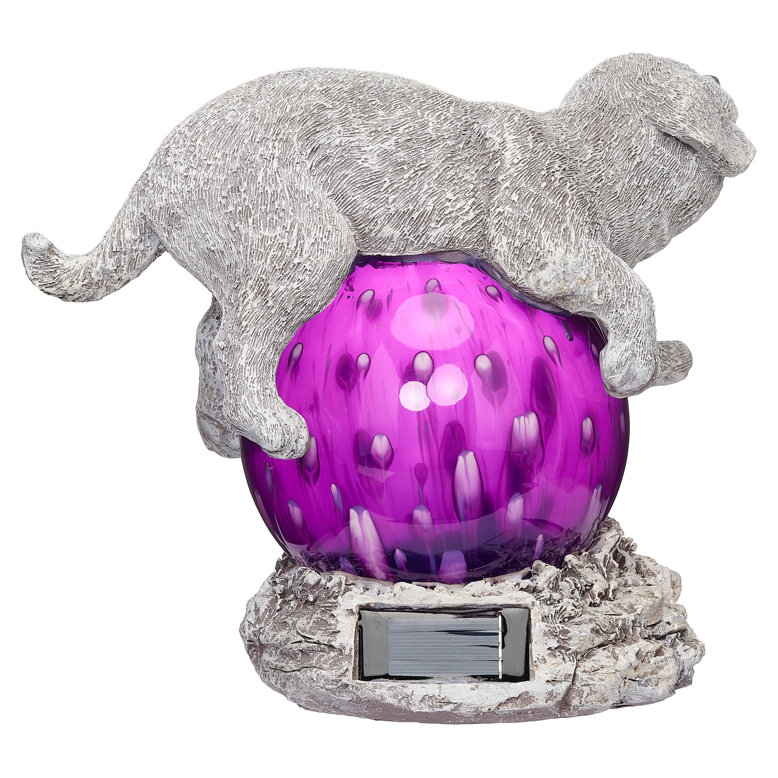 Pudgy Pals Solar-Powered Dog Garden Statue