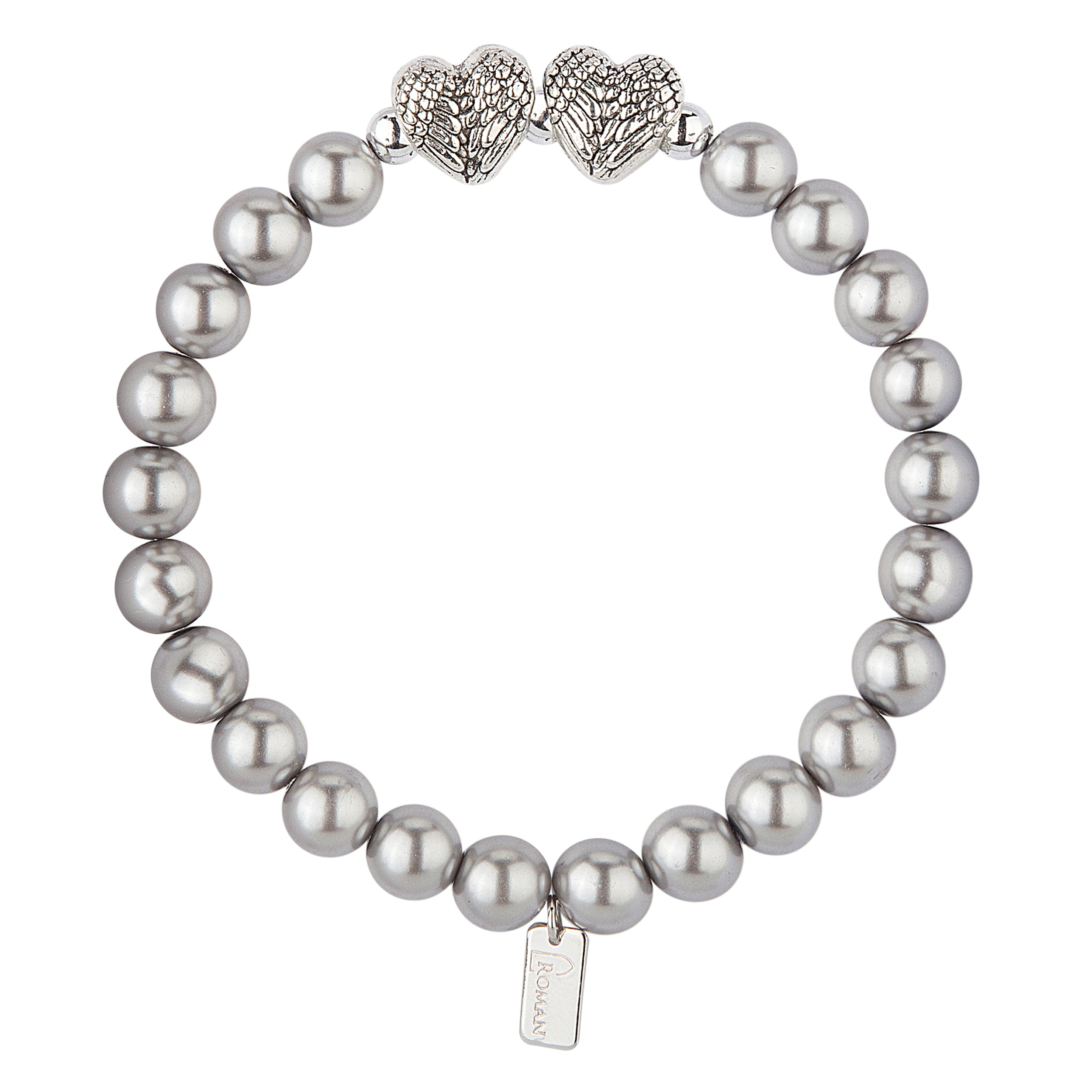 Mother's Faux Pearl & Heart Charm Stretch Bracelet by Number of Children