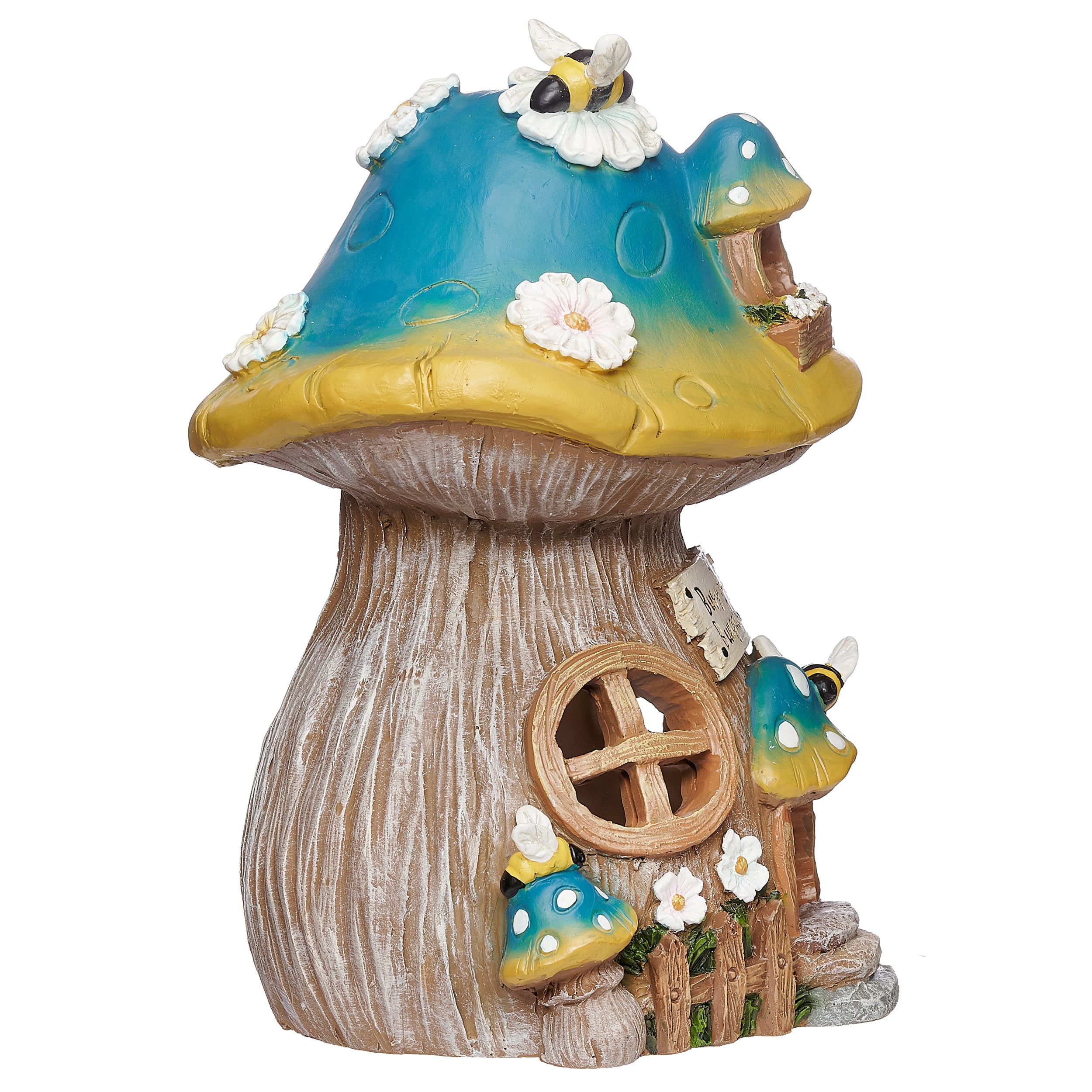 Busy Bee Bungalow Mushroom House Garden Statue