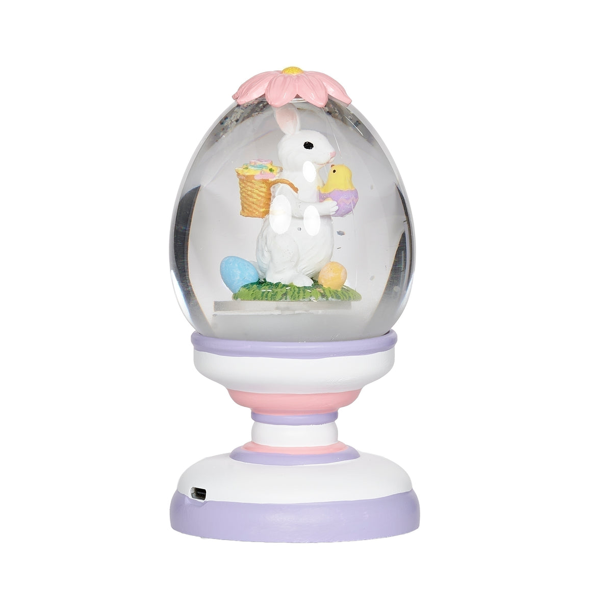Pastel Easter egg dome with illuminated bunny and chick spring scene