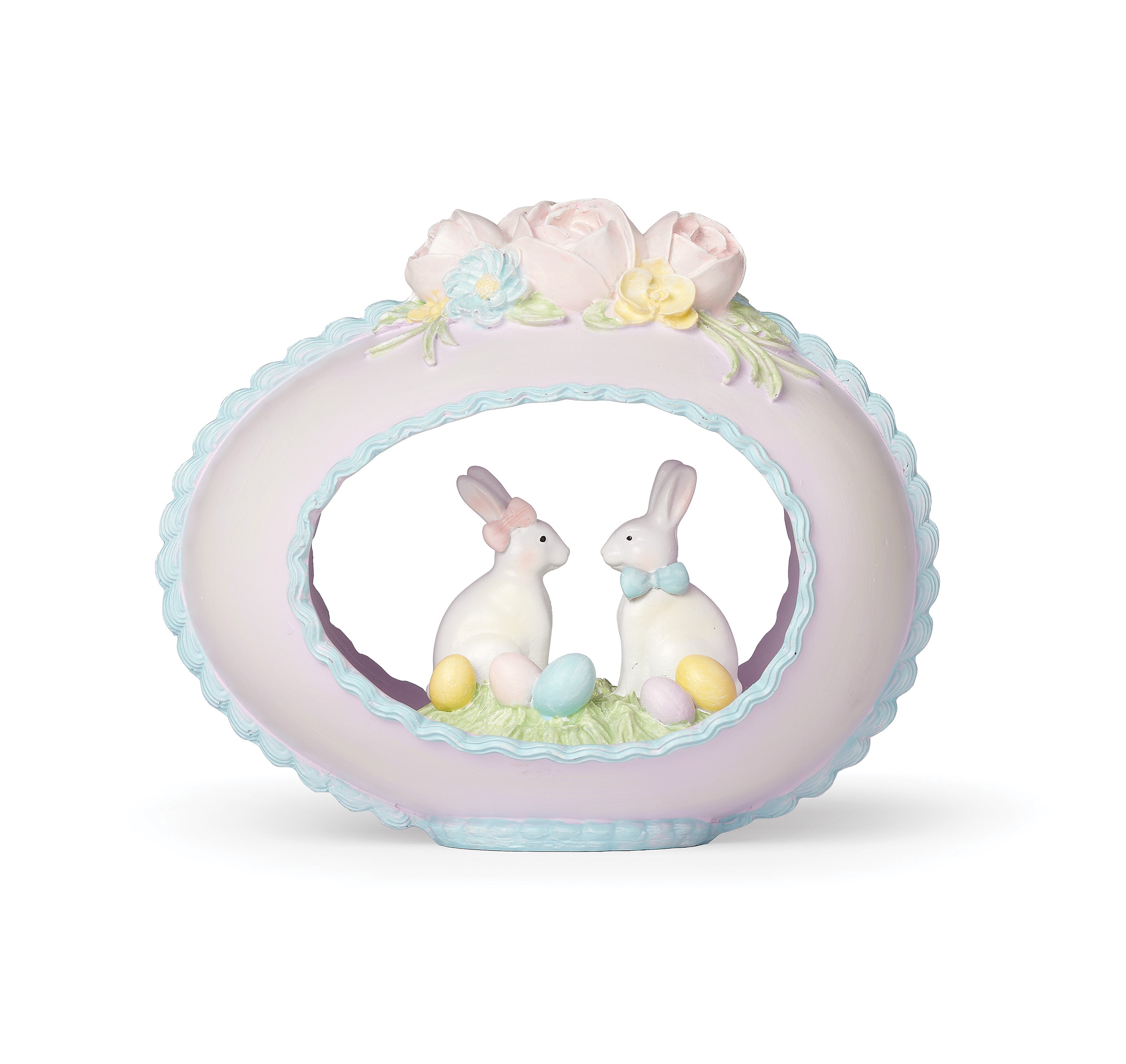 Easter Sugar Egg Figure with Two Bunnies