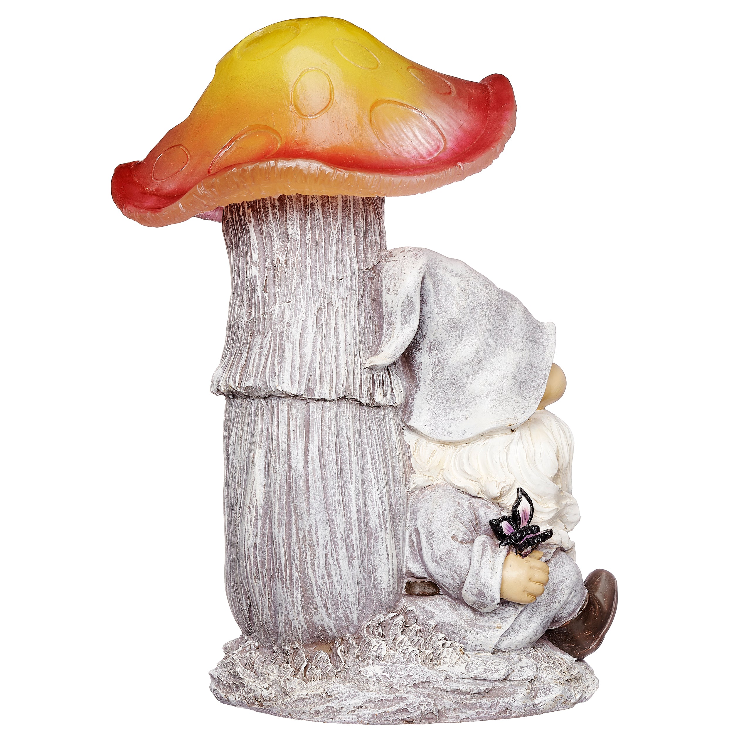 Solar Gnome Mushroom Garden Statue