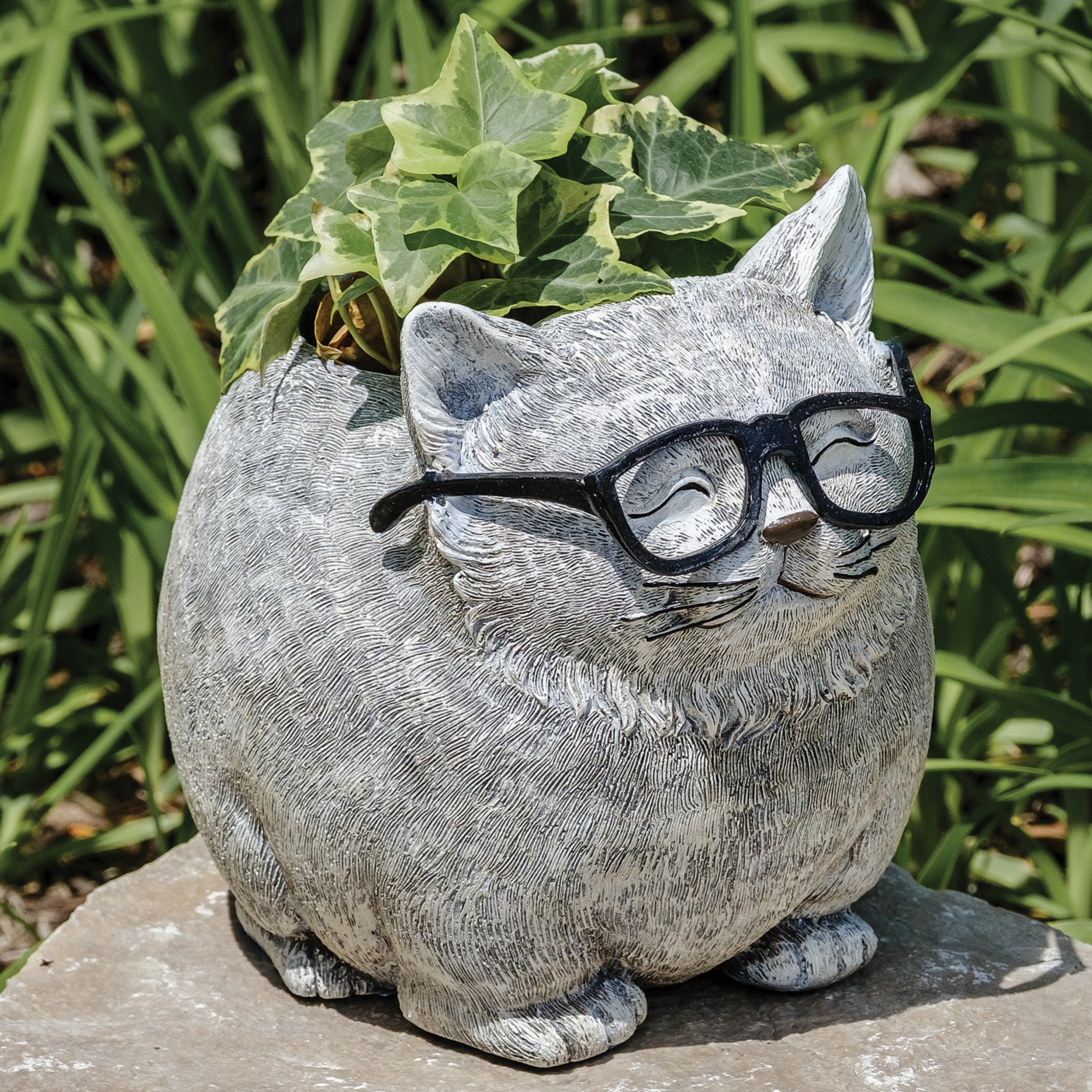 Pudgy Pals Cat with Glasses Planter