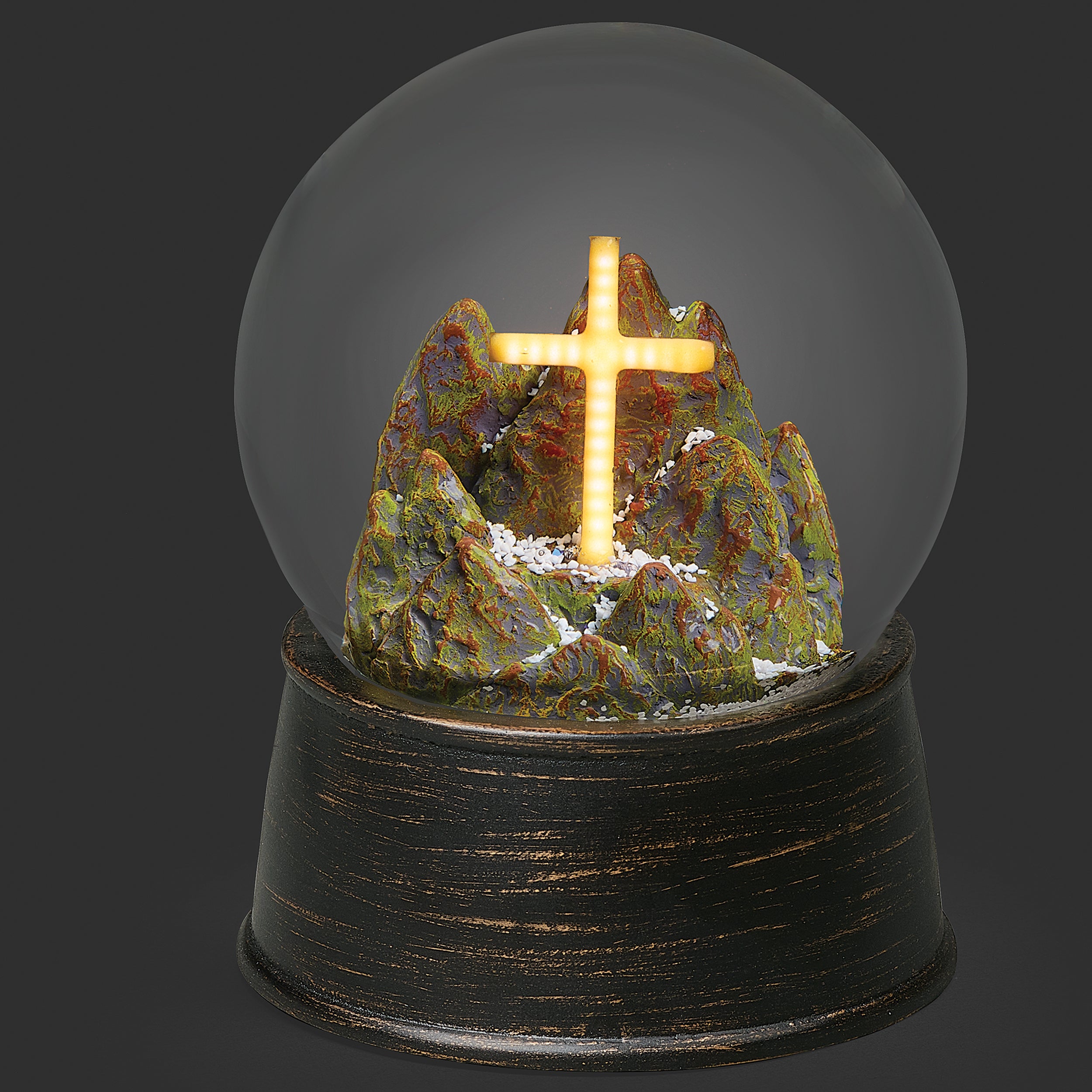 Glitterdome Lighted Mountain Cross