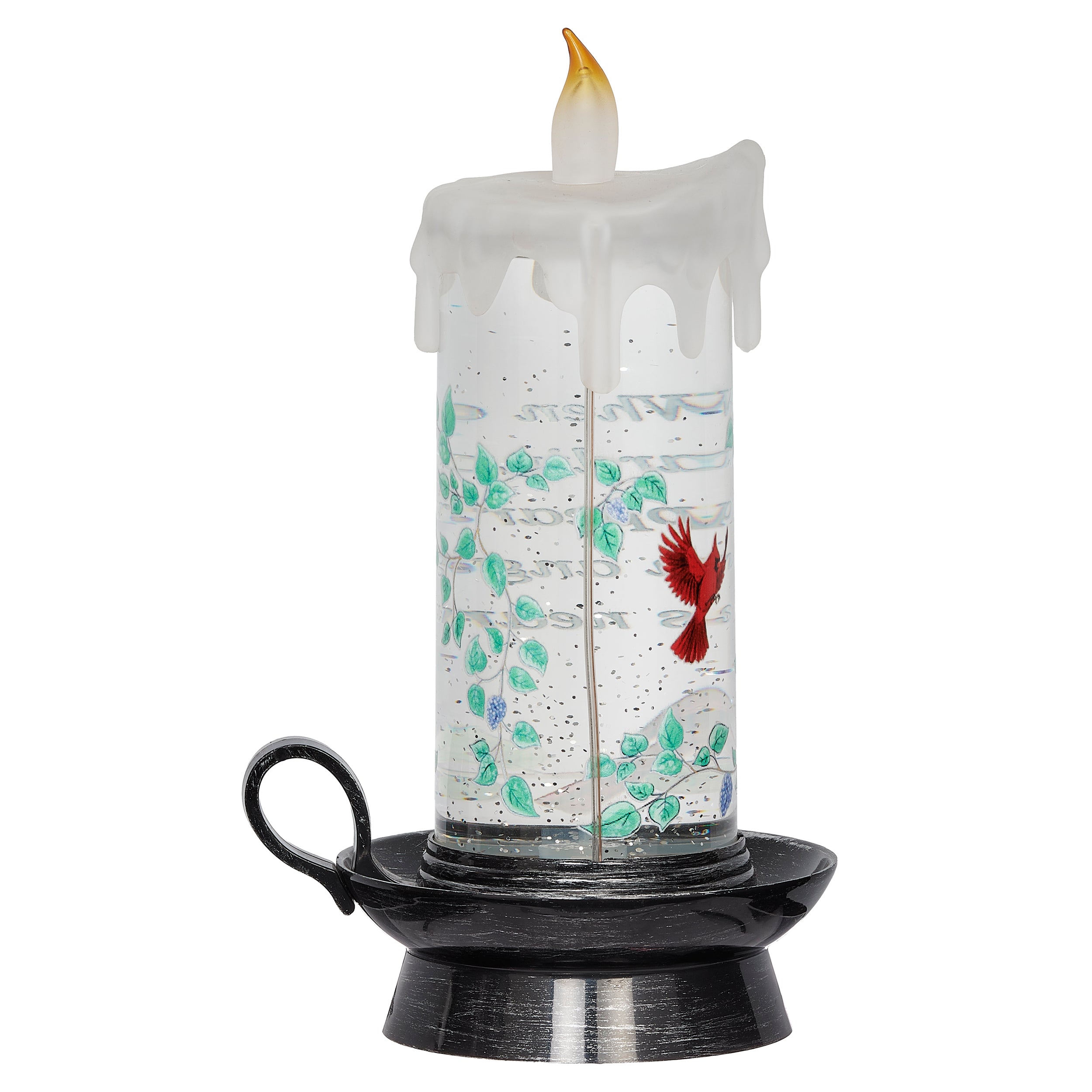 Glitterdome Lighted Swirl Cardinal Memorial Candle
