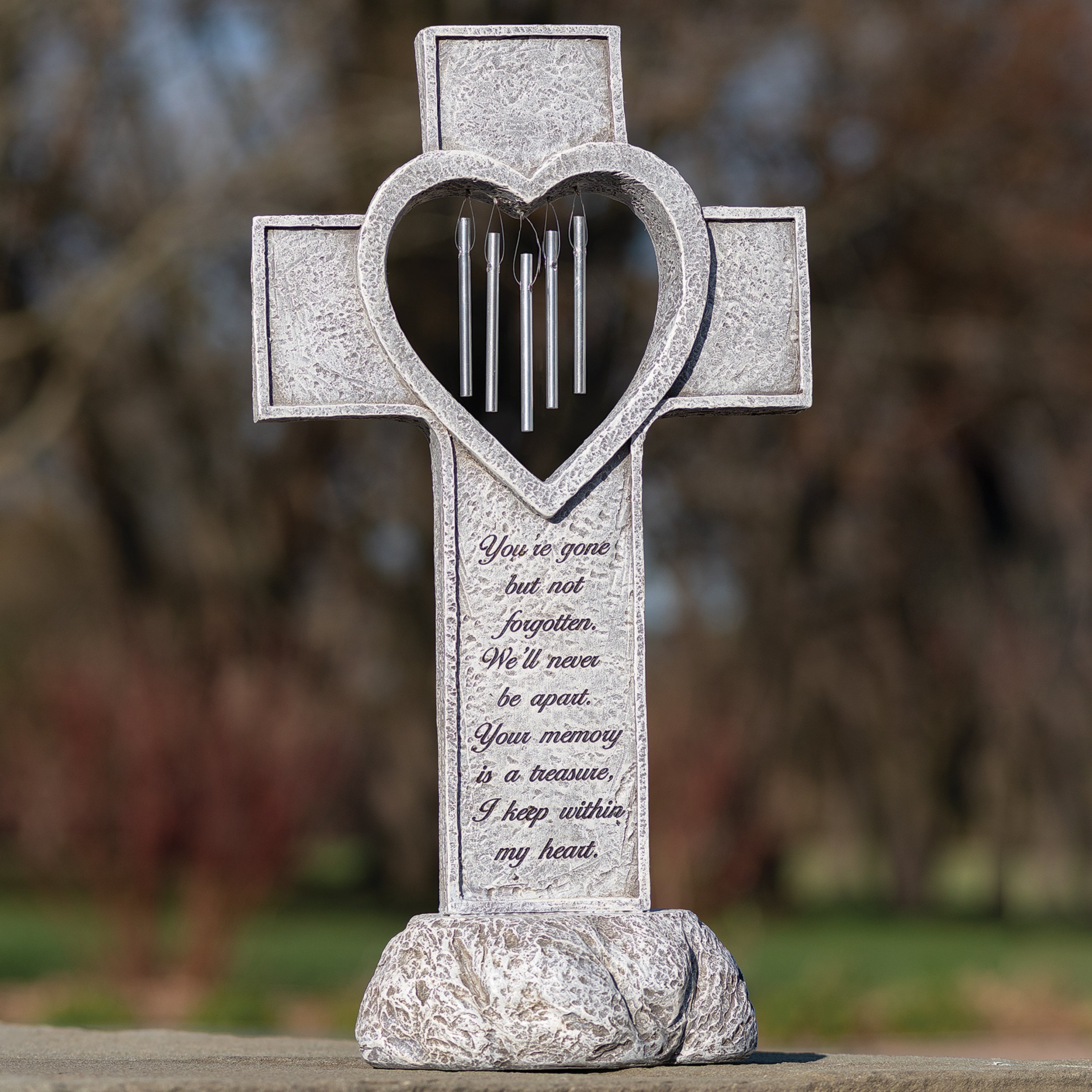 "You’re Gone but Not Forgotten" Memorial Cross Wind Chime