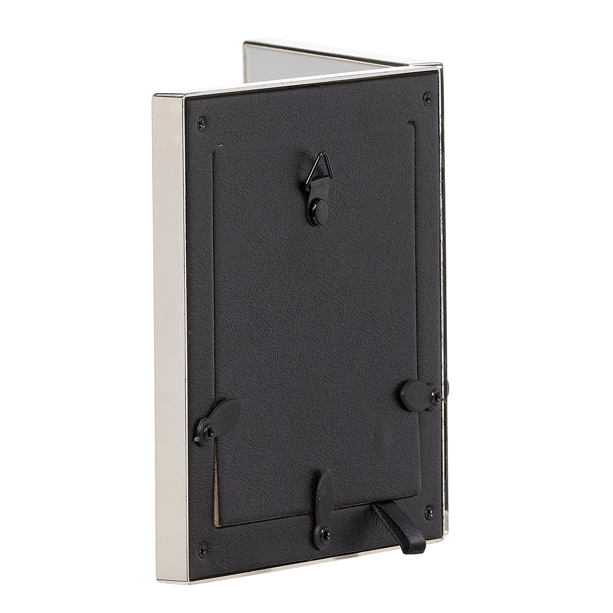 Closed view of Caroline Collection Confirmation Hinged Memory Picture Frame showing the black backing and tabletop support