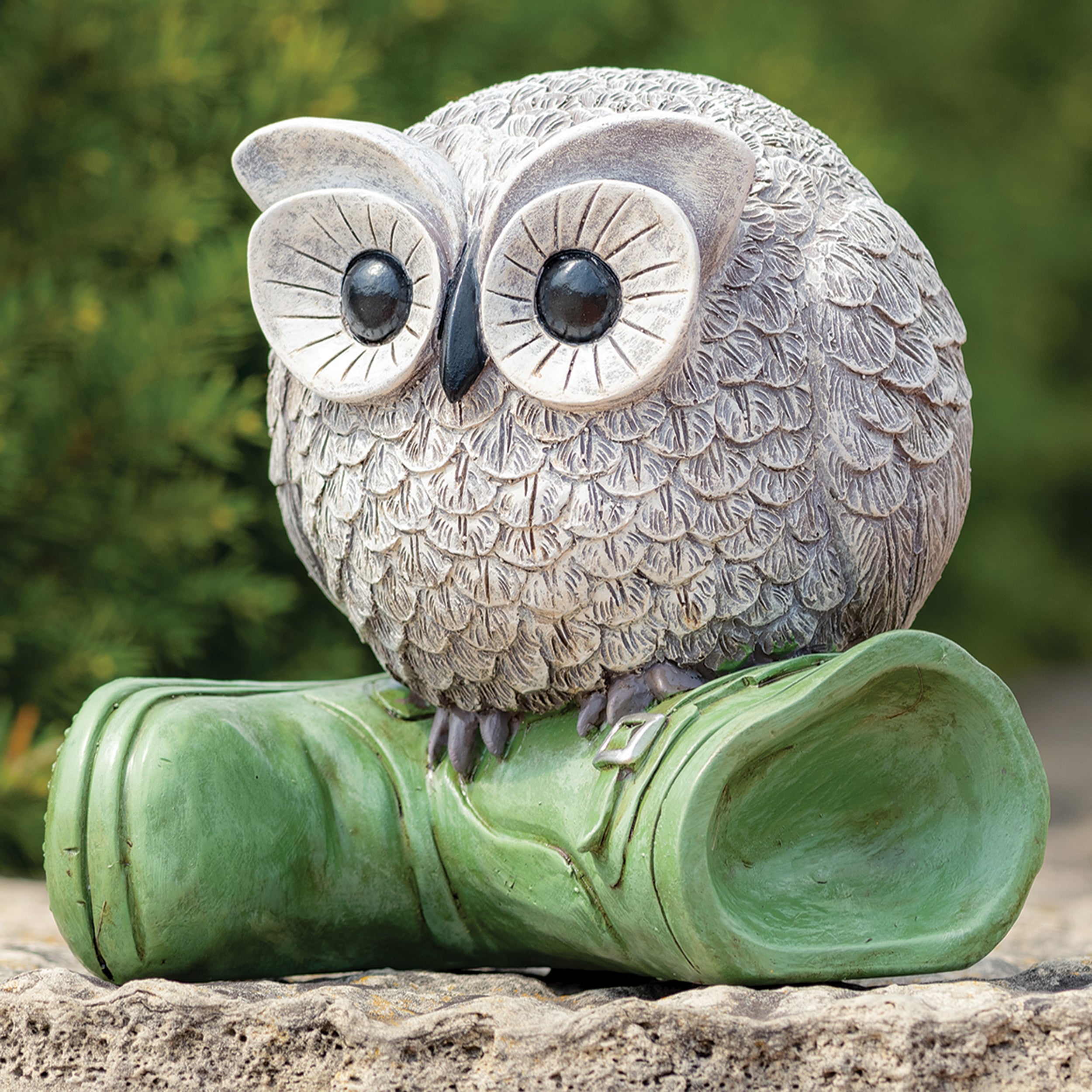 Pudgy Pals Owl on Boot Garden Statue