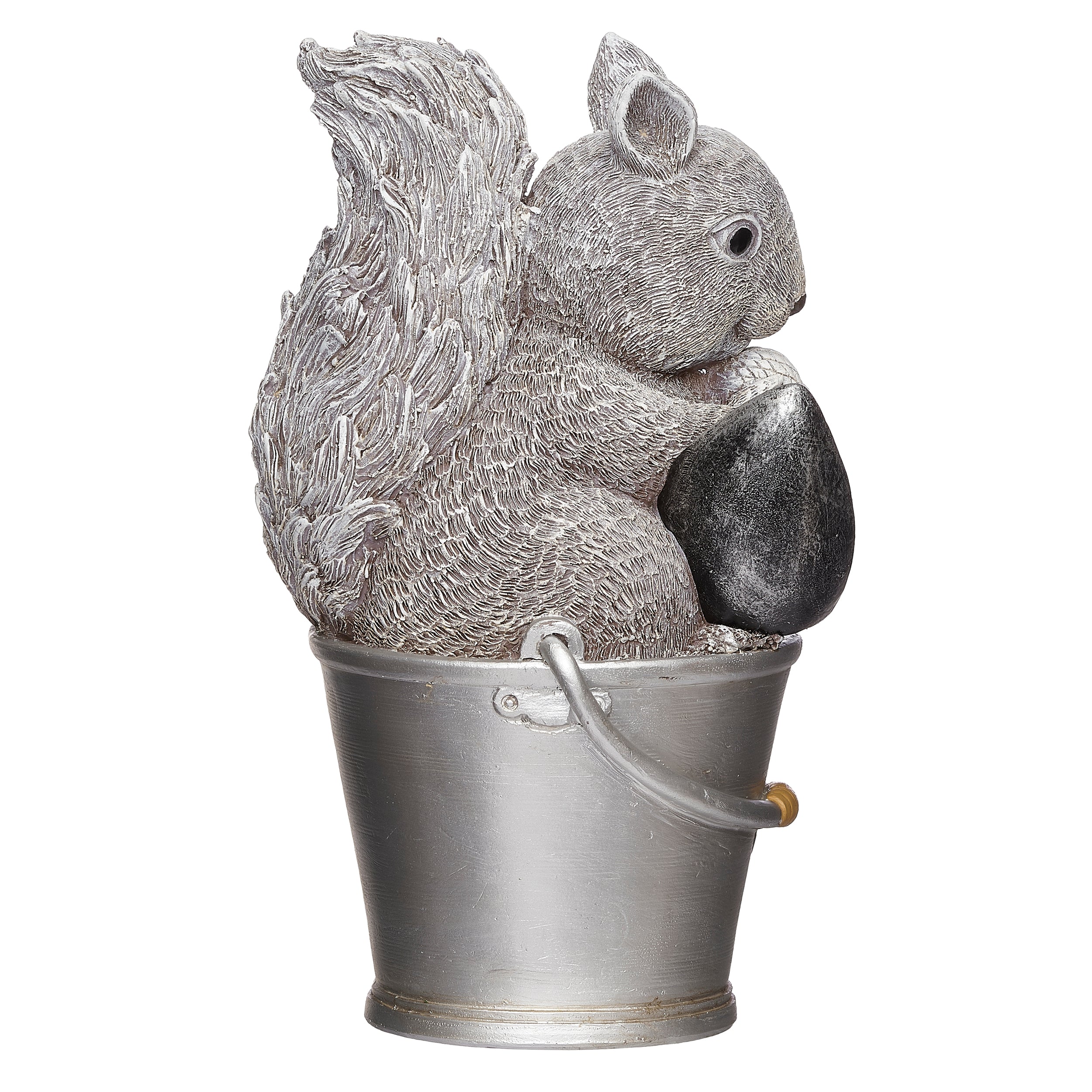 Pudgy Pals Squirrel in Bucket Garden Statue