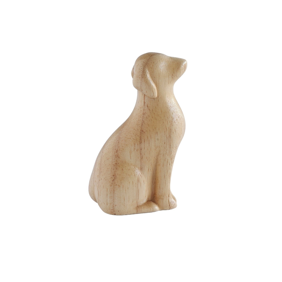 Angled view of Wooden Dog Memorial Figure showing natural wood grain and dog silhouette
