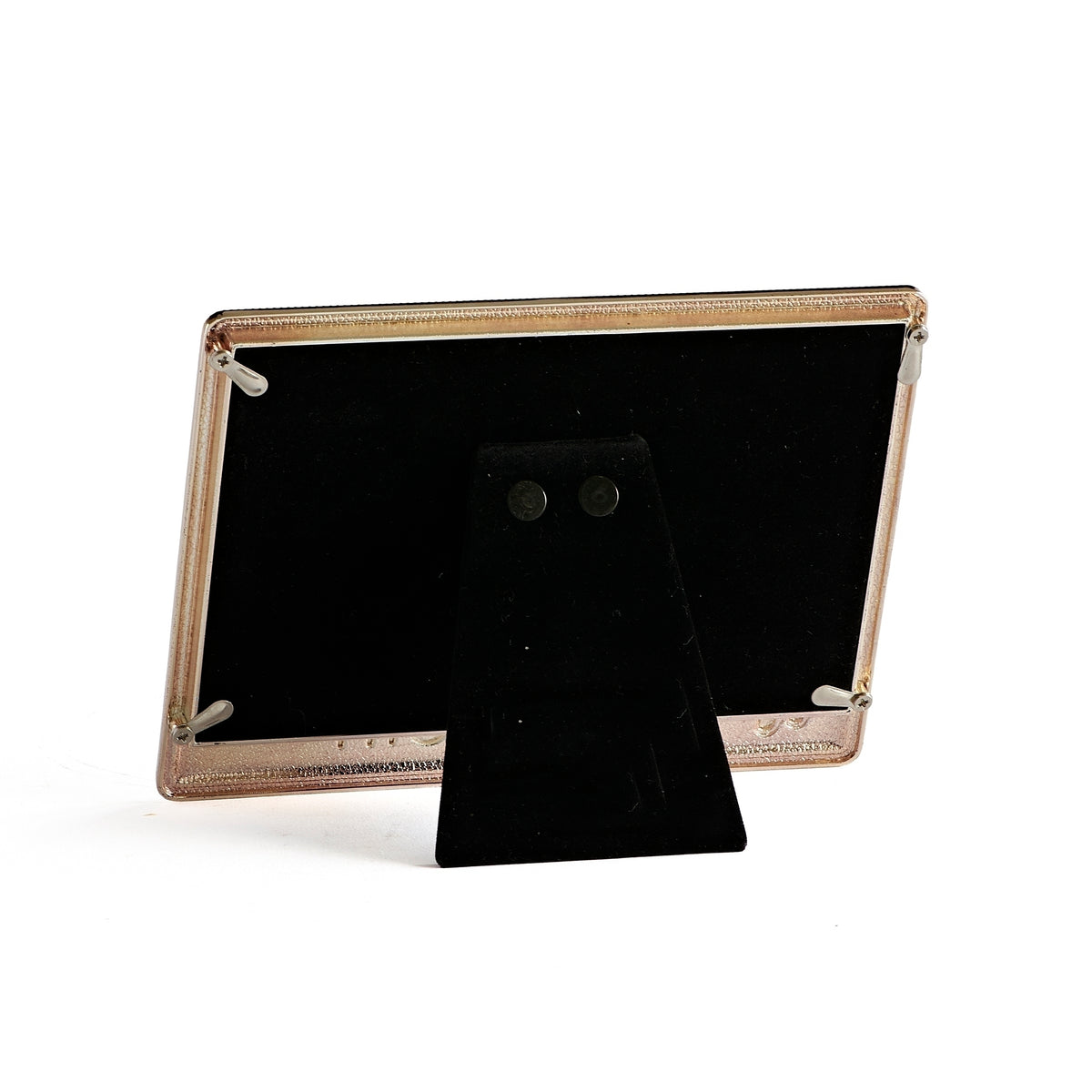 Back view of Caroline Collection "It's a Girl" Keepsake Picture Frame showing the black backing and tabletop easel stand