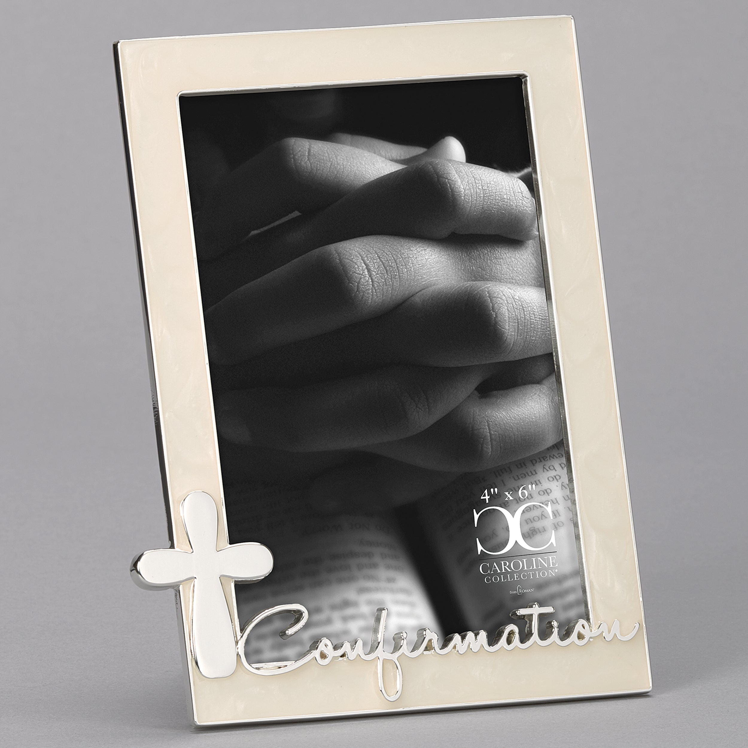 Caroline Collection Confirmation Frame with Cross & Script
