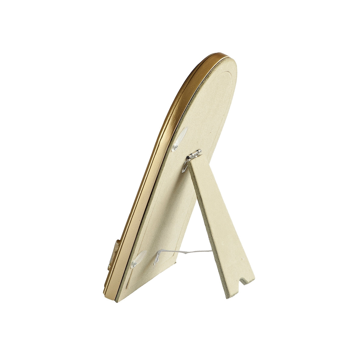 Gold ballet dancer 4 x 6 photo frame with arched design, opposite side view