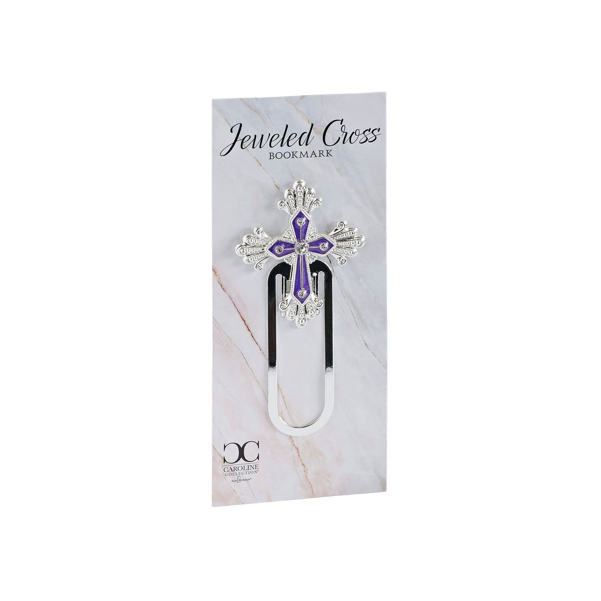 February birthstone cross bookmark in Caroline Collection gift packaging