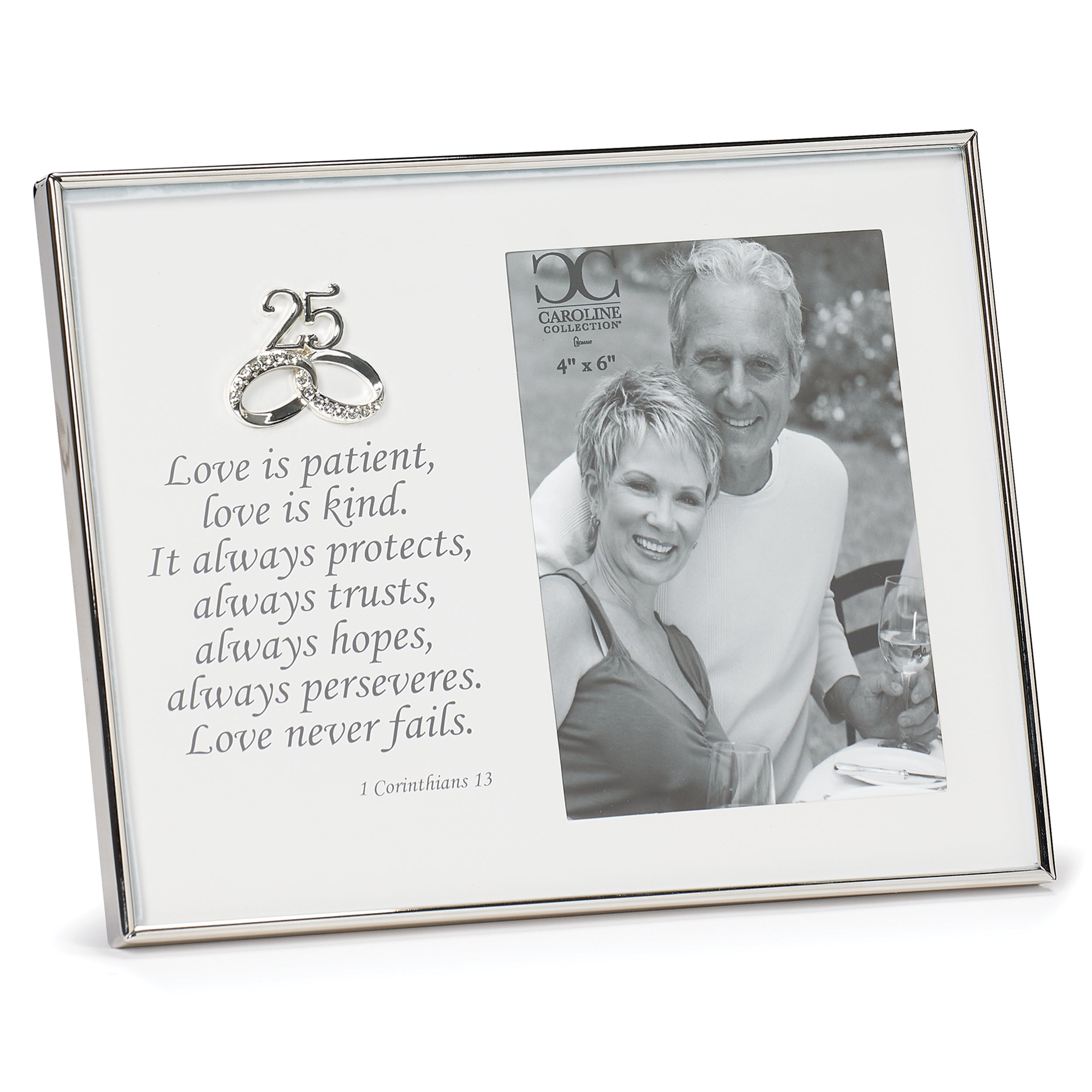 Caroline Collection 25th Anniversary Frame "Love Is Patient" Scripture