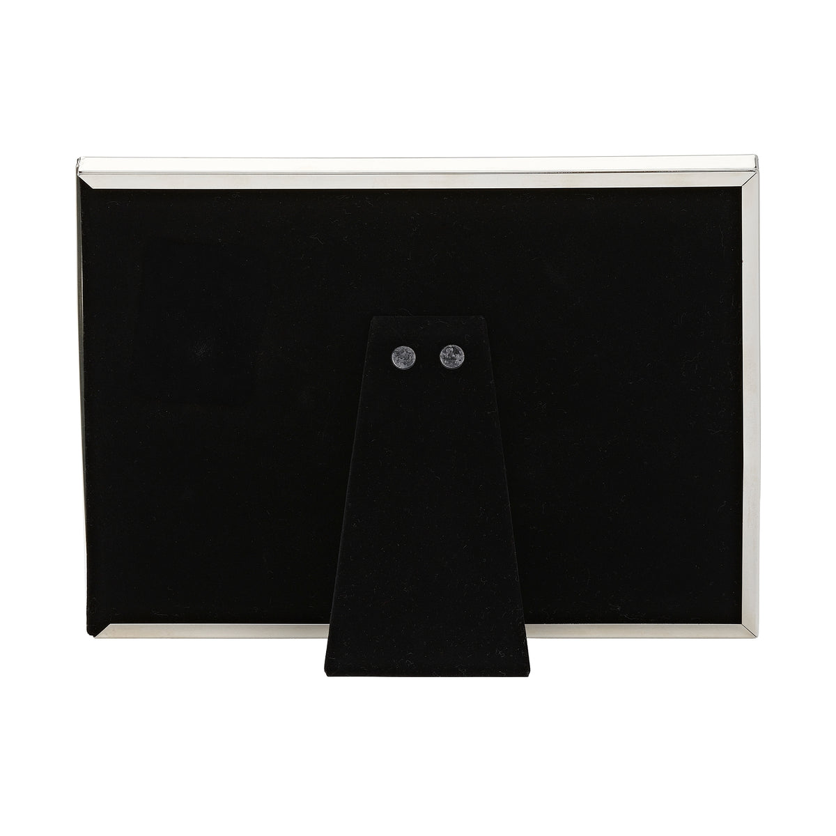 Rear view of anniversary picture frame showing the black backing and fold-out easel stand.